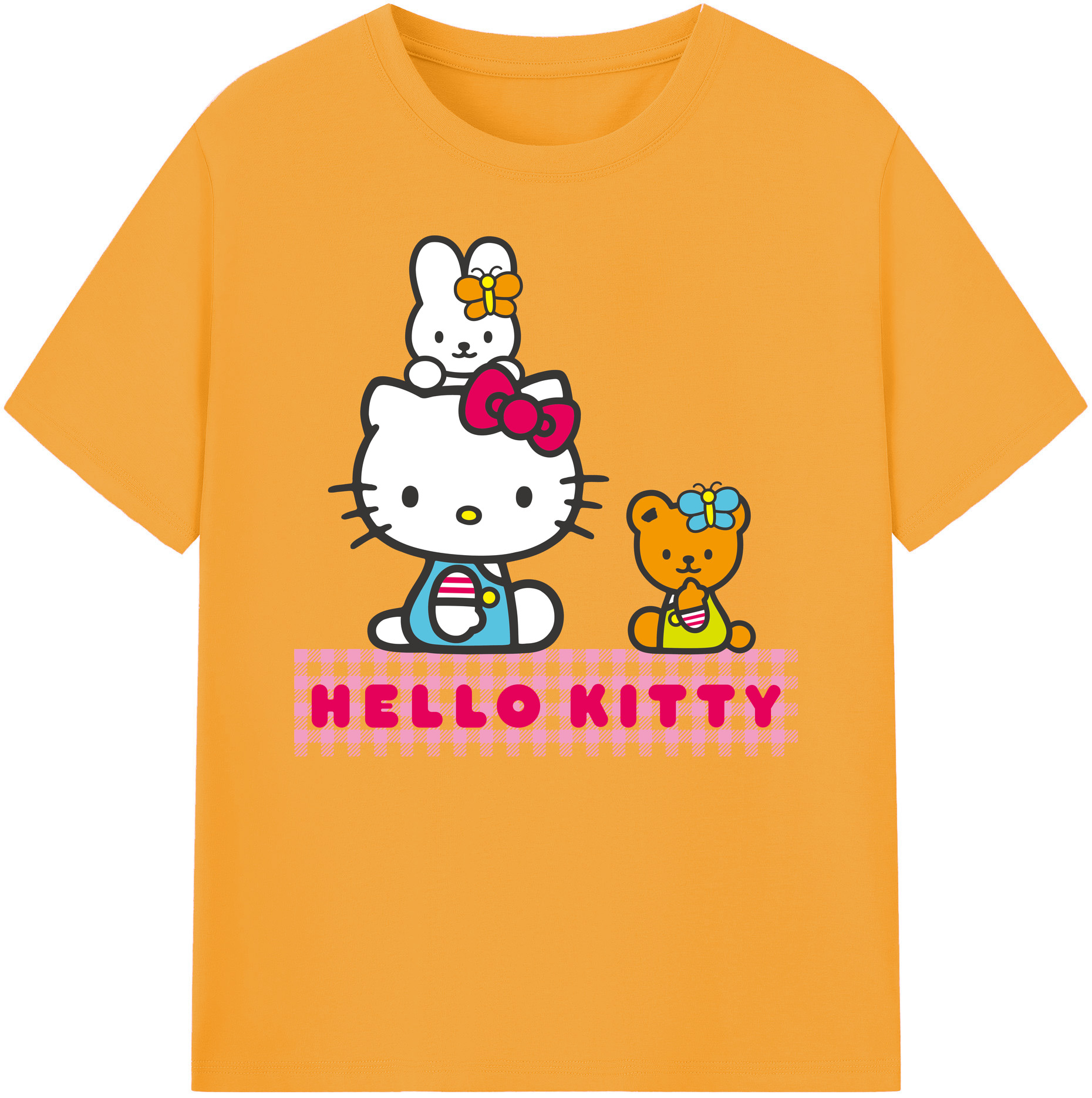 （画像用） Hello Kitty ハローキティ 綿100％ メンズ半袖Tシャツ｜肌触りやわらか＆通気性