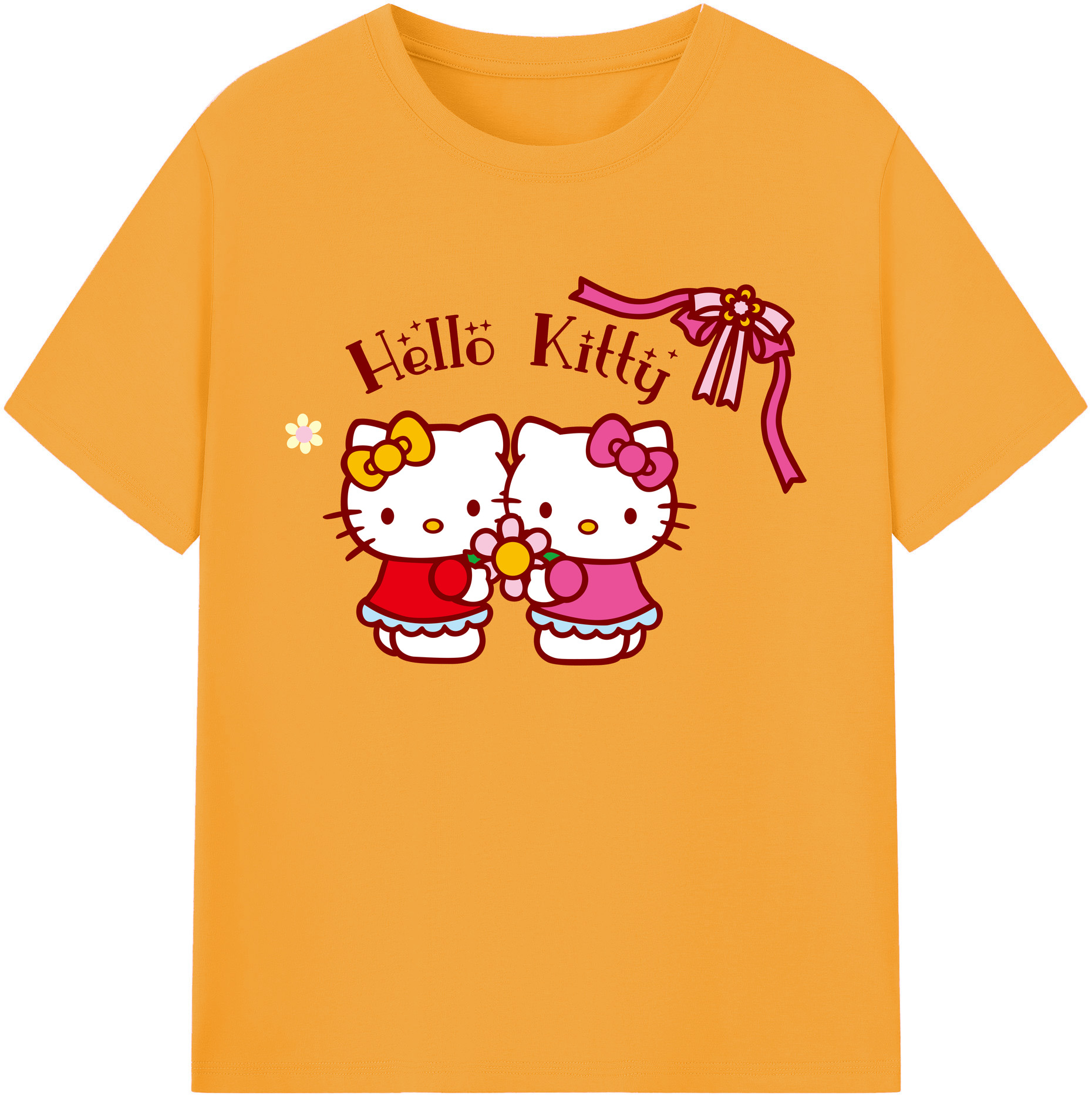 （画像用） Hello Kitty ハローキティ 綿100％ メンズ半袖Tシャツ｜肌触りやわらか＆通気性