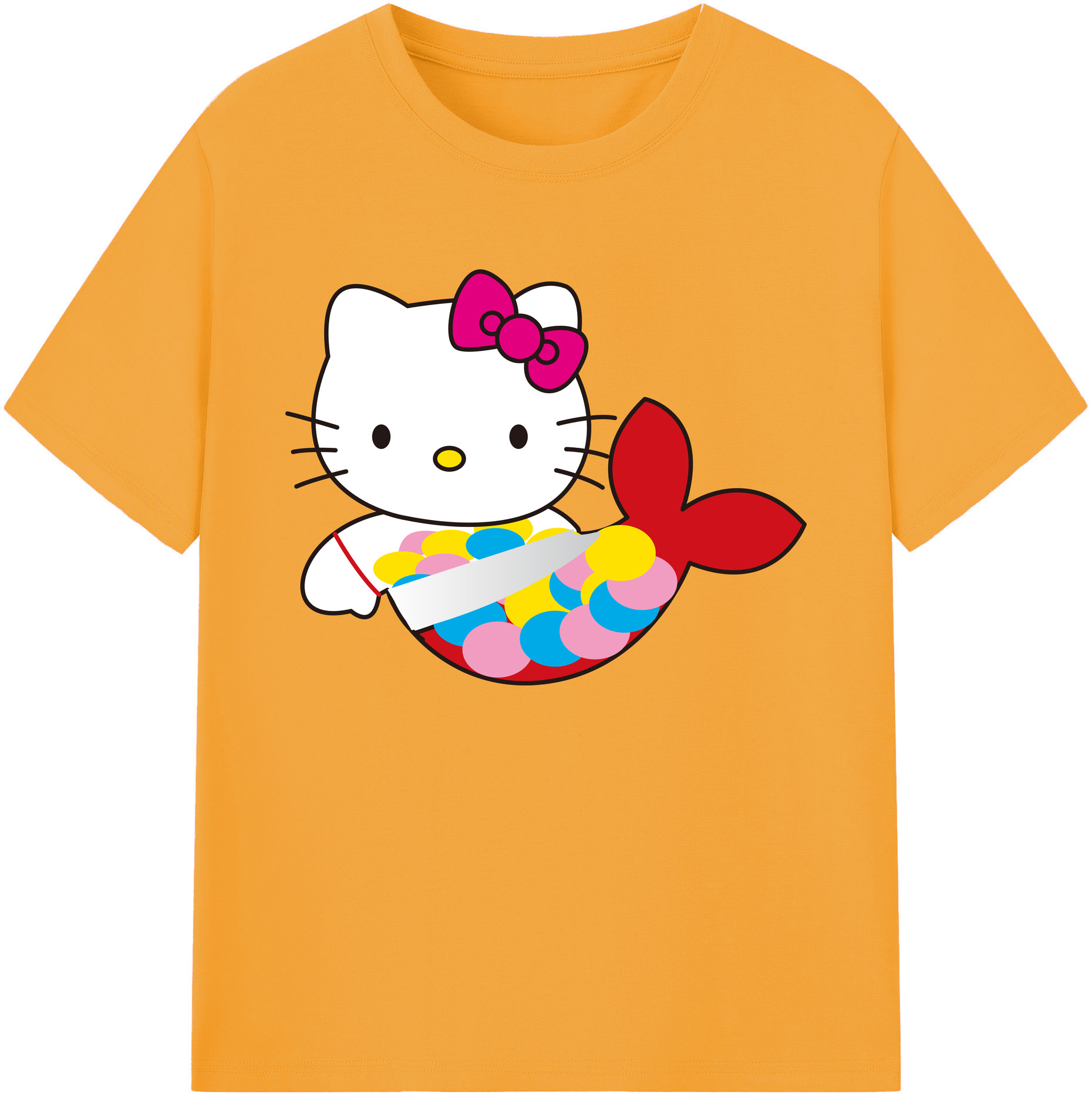 （画像用） Hello Kitty ハローキティ 綿100％ メンズ半袖Tシャツ｜肌触りやわらか＆通気性