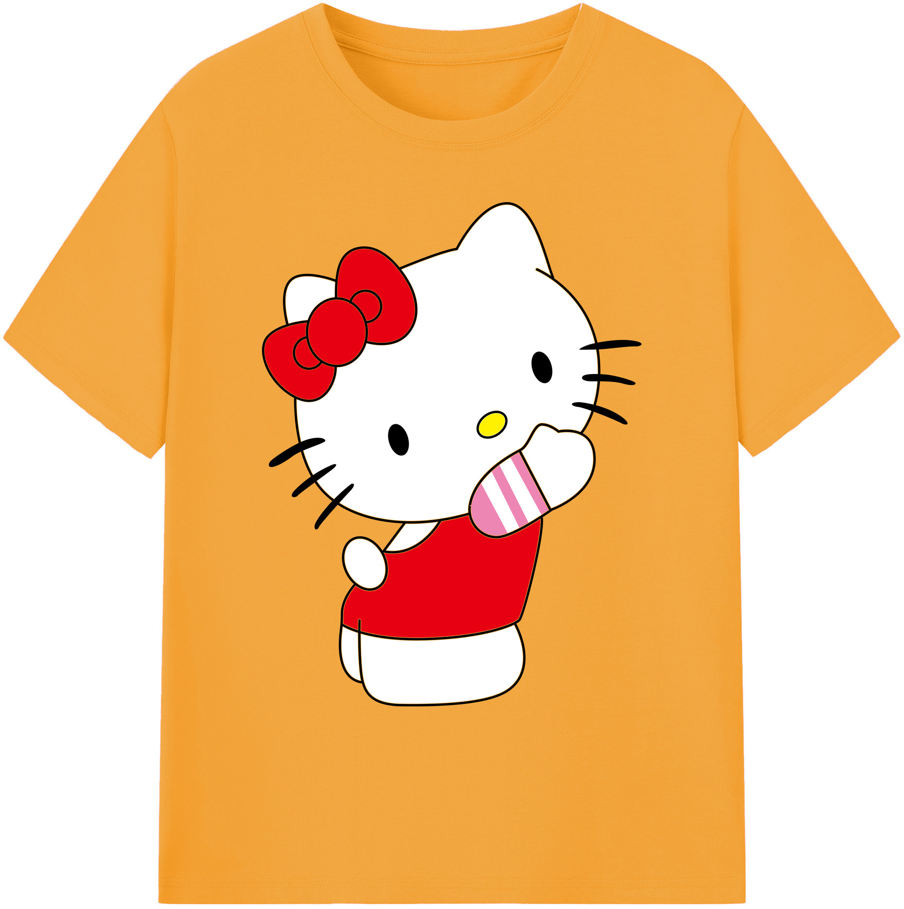 （画像用） Hello Kitty ハローキティ 綿100％ メンズ半袖Tシャツ｜肌触りやわらか＆通気性