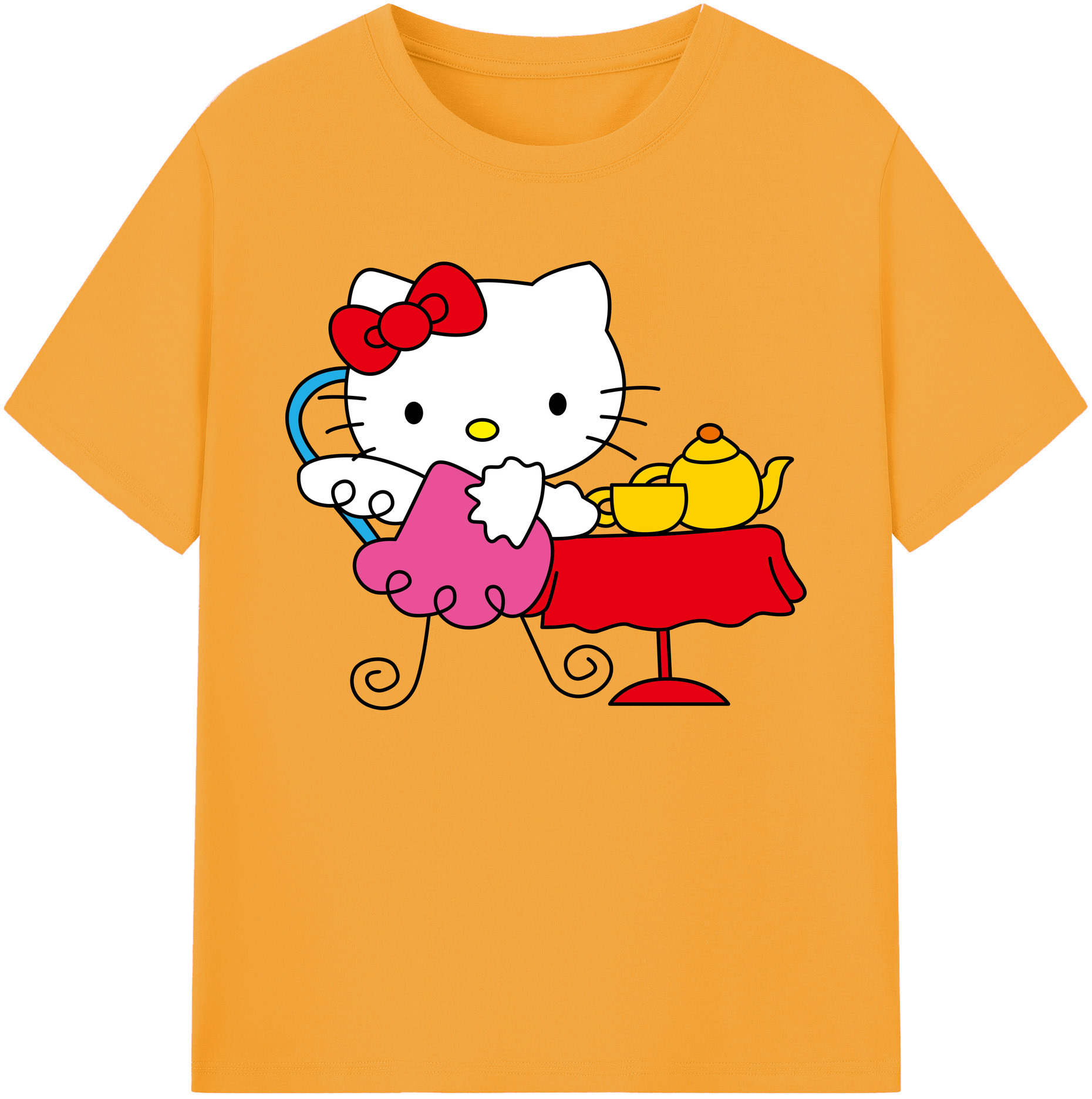（画像用） Hello Kitty ハローキティ 綿100％ メンズ半袖Tシャツ｜肌触りやわらか＆通気性