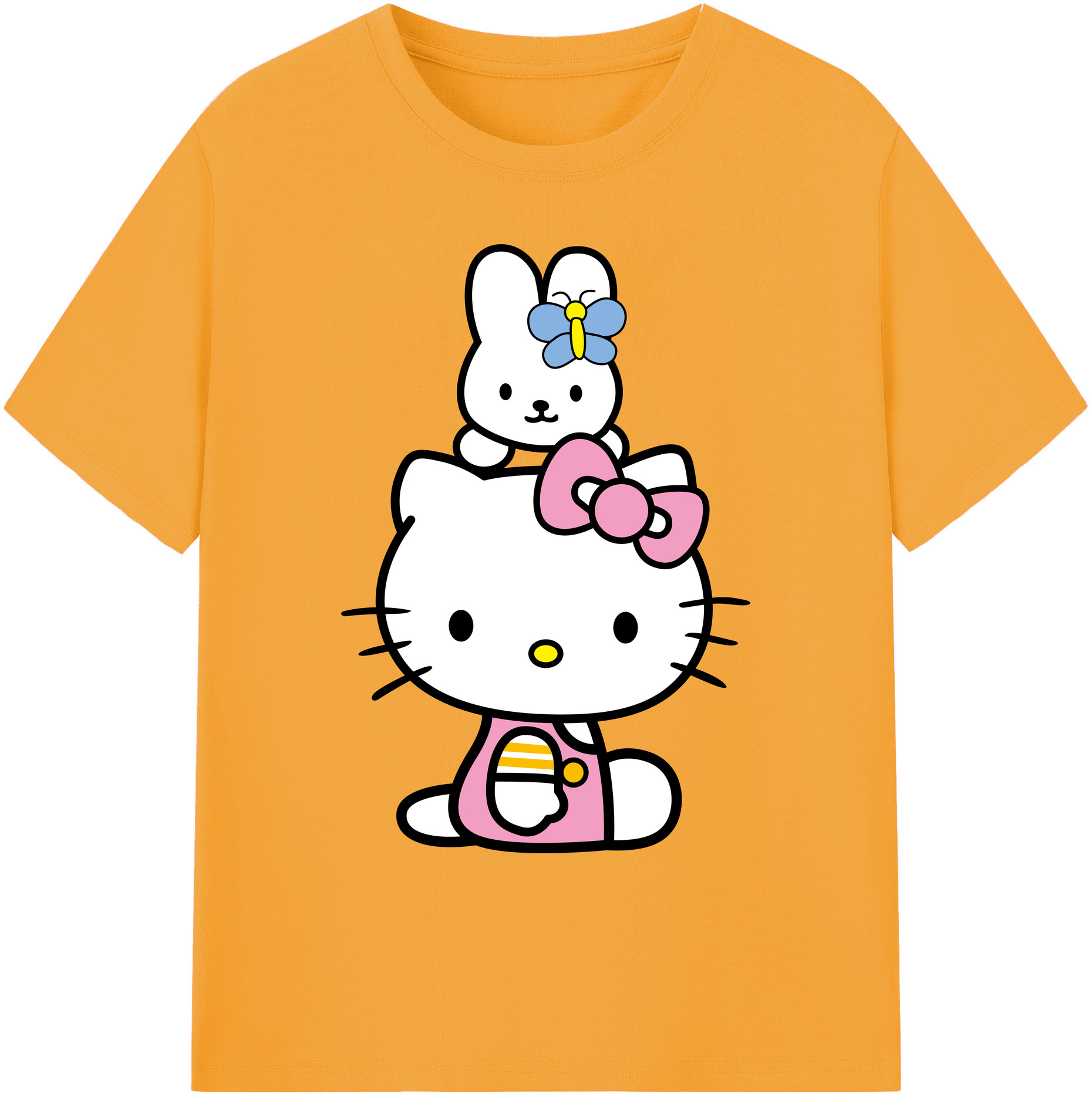 （画像用） Hello Kitty ハローキティ 綿100％ メンズ半袖Tシャツ｜肌触りやわらか＆通気性