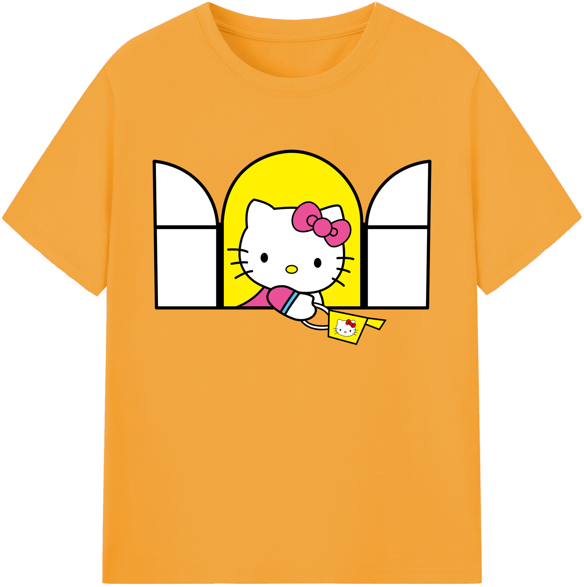 （画像用） Hello Kitty ハローキティ 綿100％ メンズ半袖Tシャツ｜肌触りやわらか＆通気性