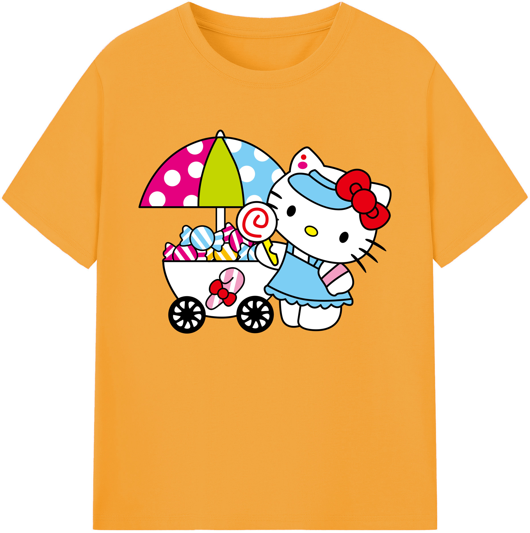 （画像用） Hello Kitty ハローキティ 綿100％ メンズ半袖Tシャツ｜肌触りやわらか＆通気性