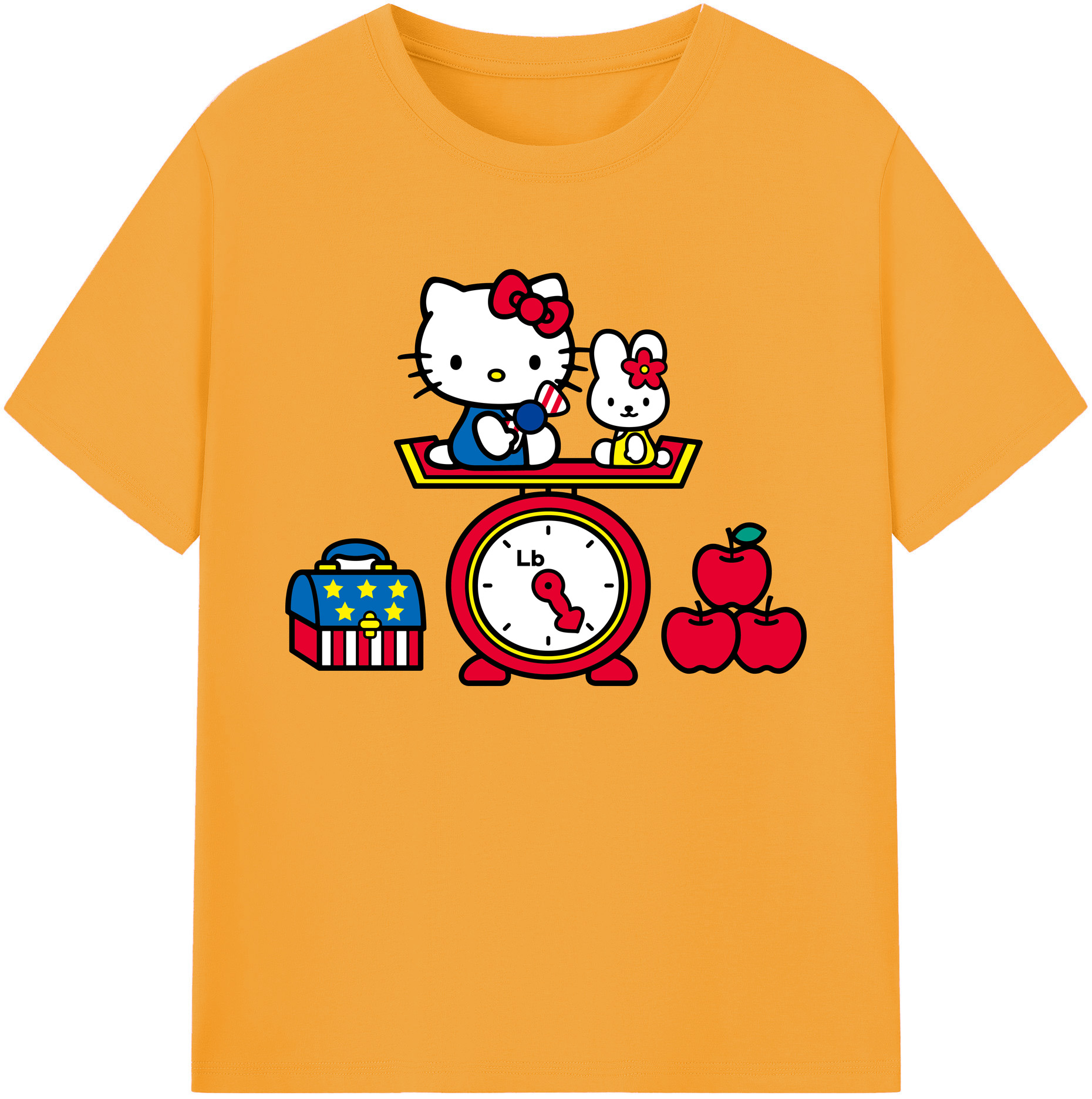 （画像用） Hello Kitty ハローキティ 綿100％ メンズ半袖Tシャツ｜肌触りやわらか＆通気性