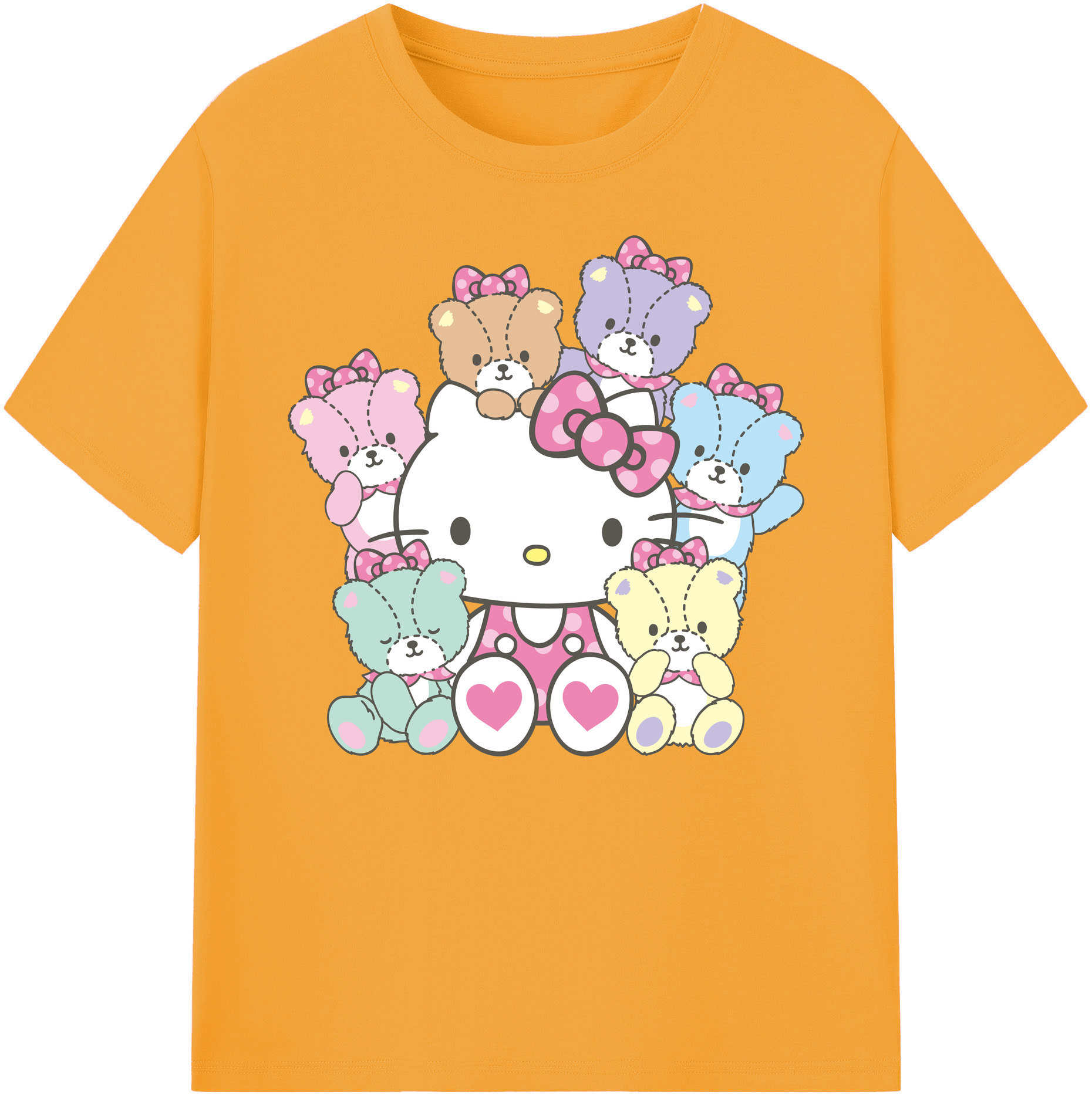 （画像用） Hello Kitty ハローキティ 綿100％ メンズ半袖Tシャツ｜肌触りやわらか＆通気性