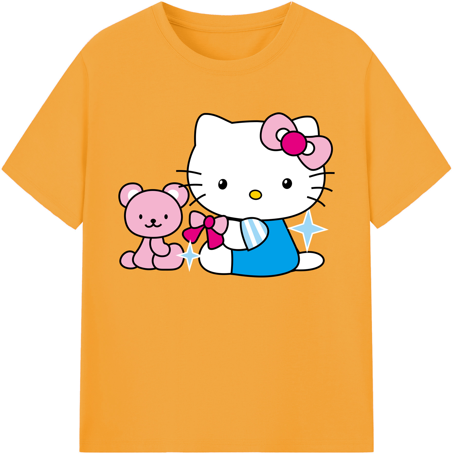 （画像用） Hello Kitty ハローキティ 綿100％ メンズ半袖Tシャツ｜肌触りやわらか＆通気性