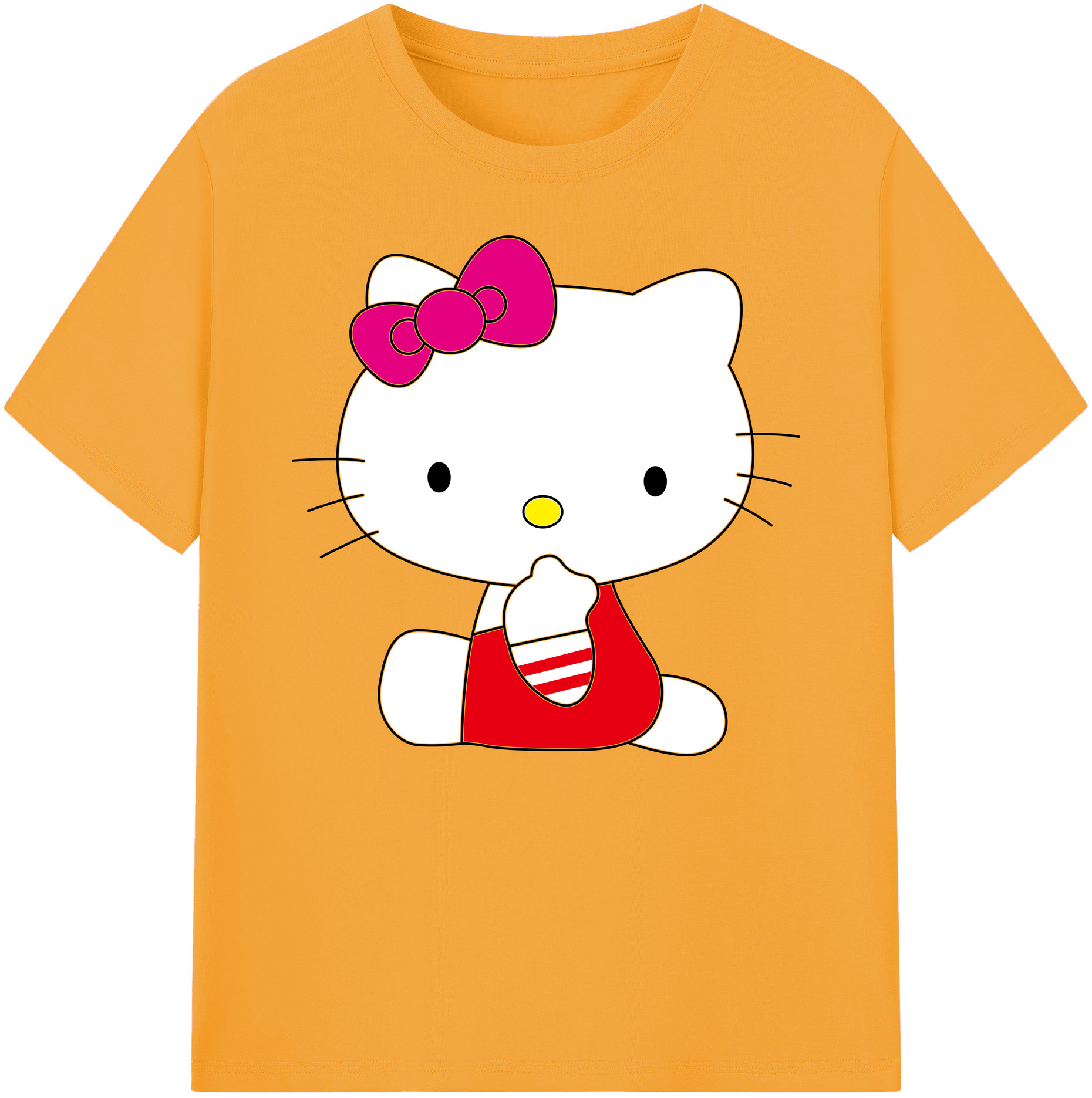 （画像用） Hello Kitty ハローキティ 綿100％ メンズ半袖Tシャツ｜肌触りやわらか＆通気性