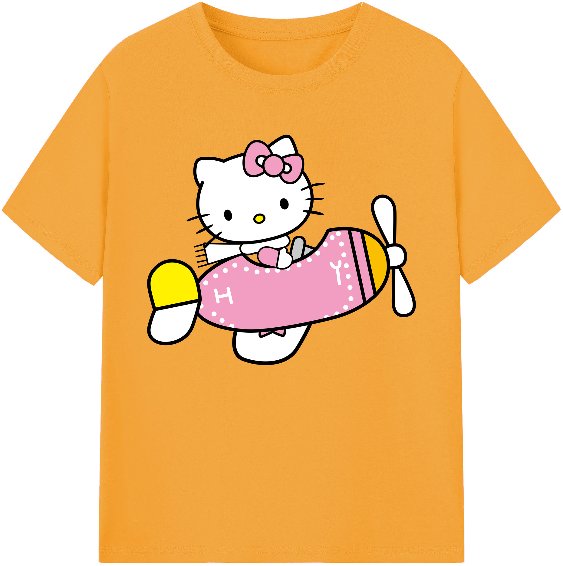（画像用） Hello Kitty ハローキティ 綿100％ メンズ半袖Tシャツ｜肌触りやわらか＆通気性