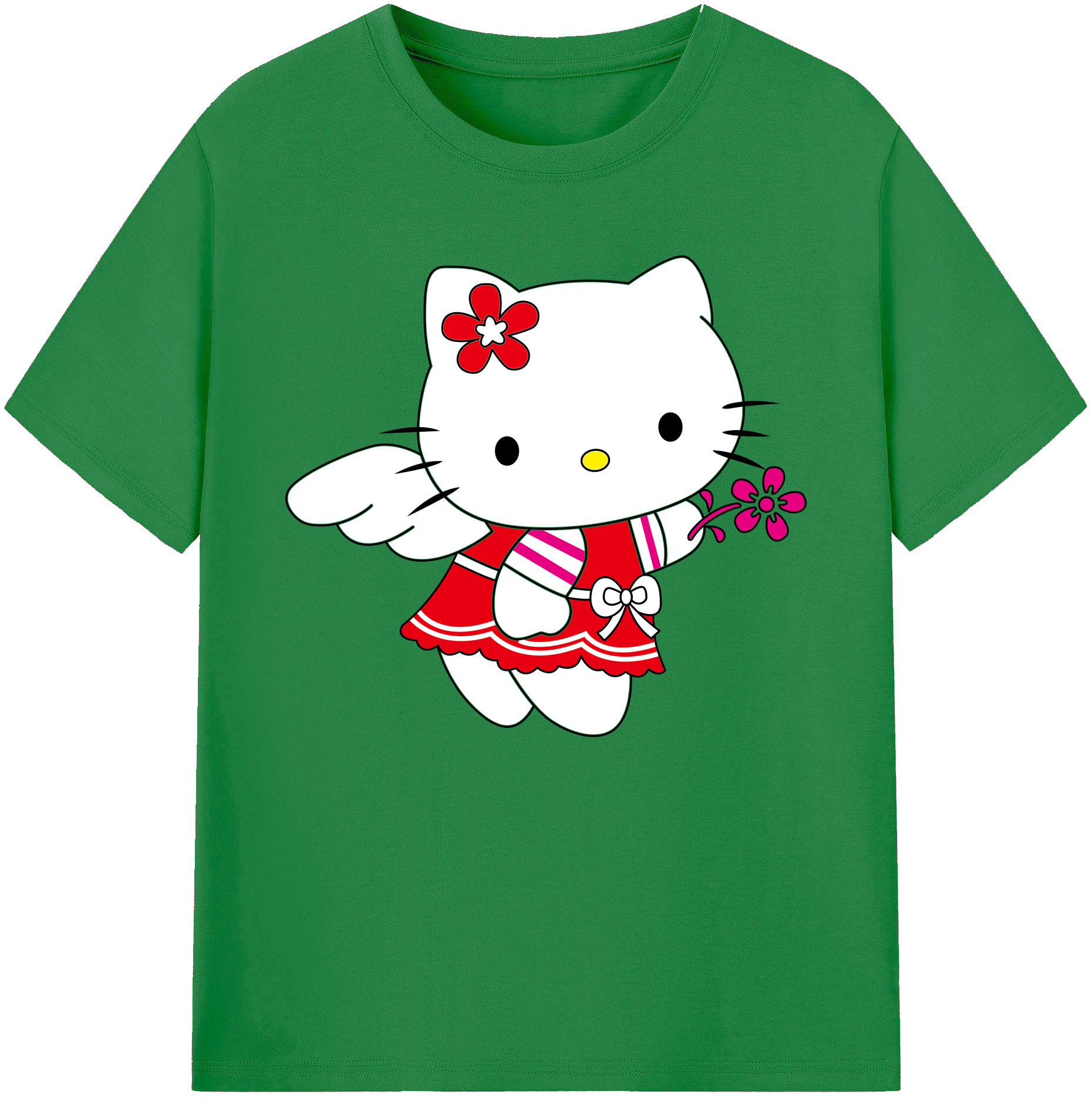 （画像用） Hello Kitty ハローキティ 綿100％ メンズ半袖Tシャツ｜肌触りやわらか＆通気性