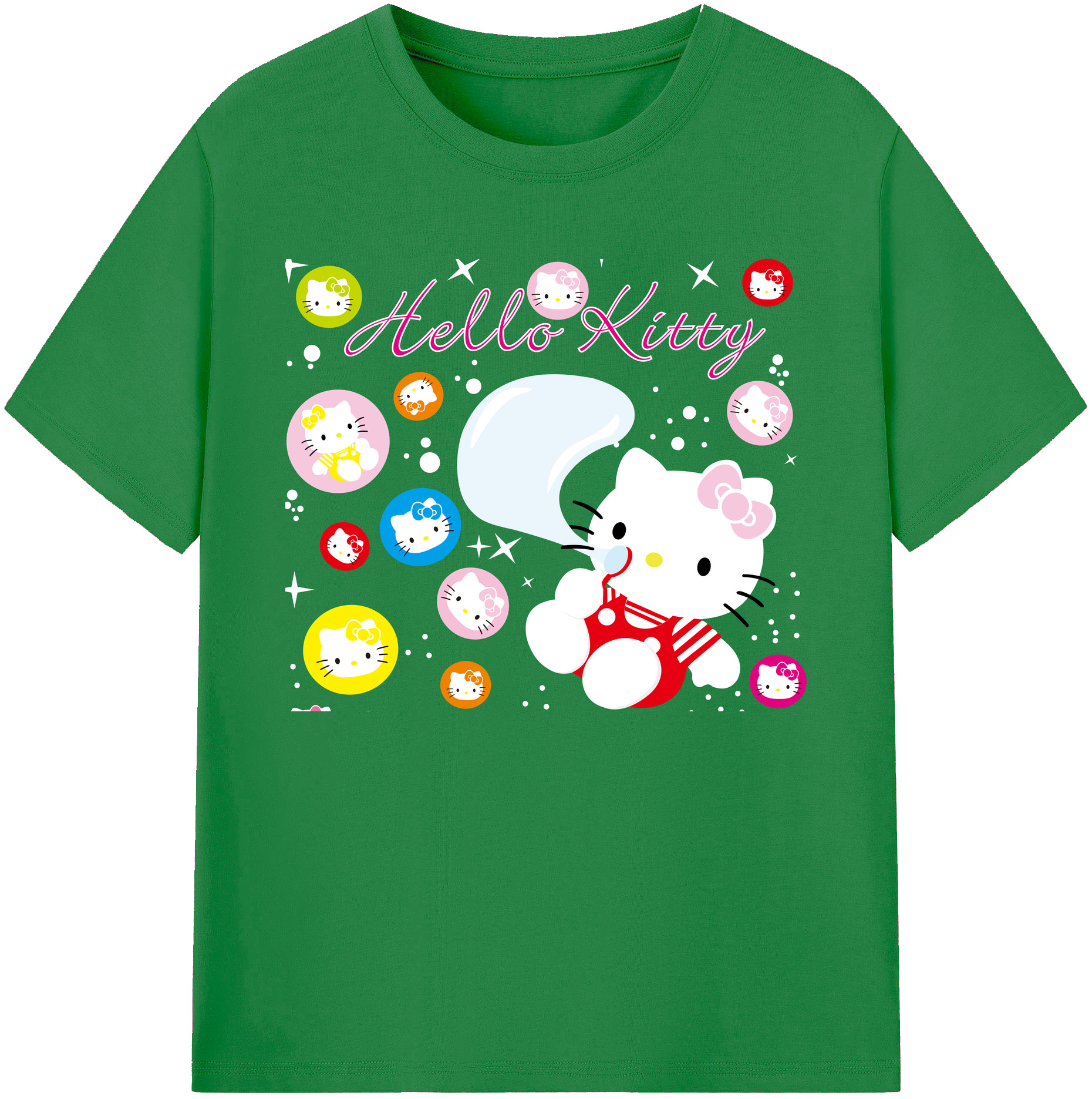 （画像用） Hello Kitty ハローキティ 綿100％ メンズ半袖Tシャツ｜肌触りやわらか＆通気性
