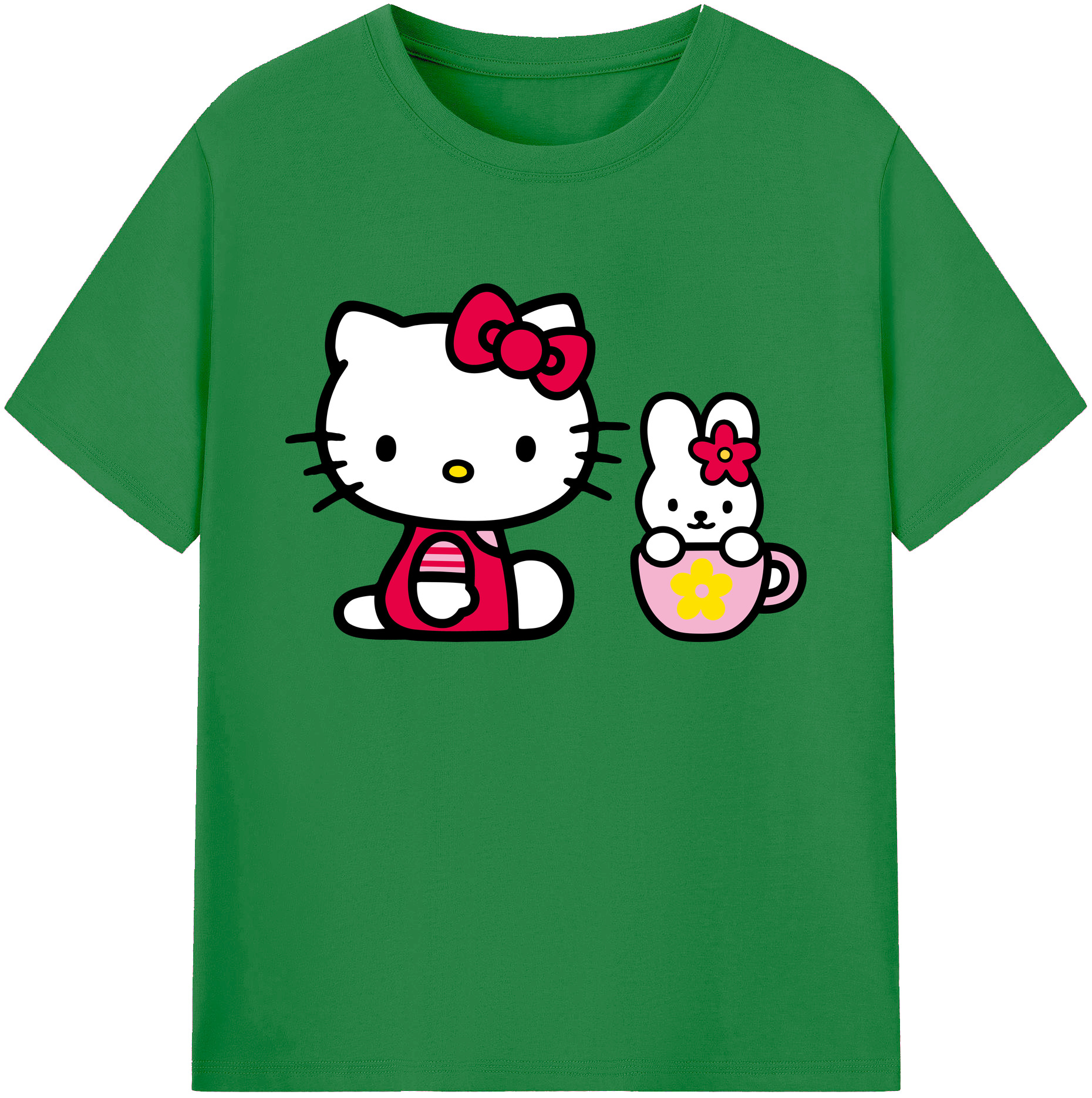 （画像用） Hello Kitty ハローキティ 綿100％ メンズ半袖Tシャツ｜肌触りやわらか＆通気性