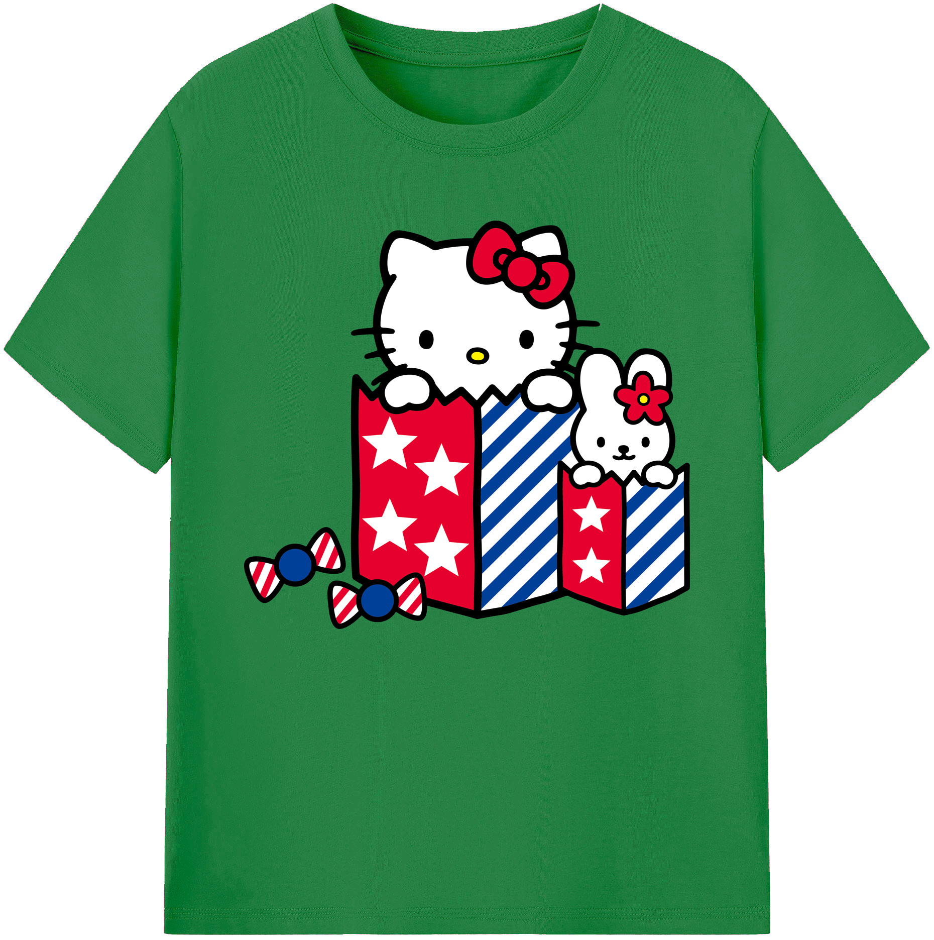 （画像用） Hello Kitty ハローキティ 綿100％ メンズ半袖Tシャツ｜肌触りやわらか＆通気性