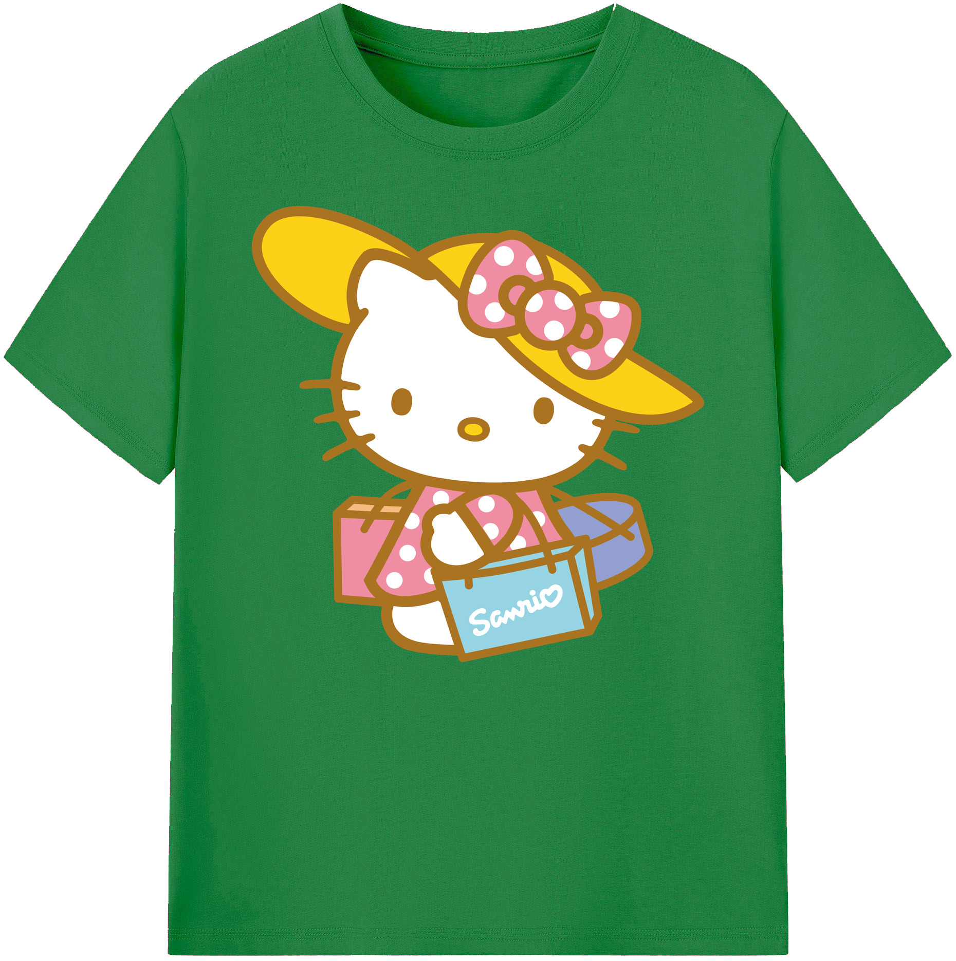 （画像用） Hello Kitty ハローキティ 綿100％ メンズ半袖Tシャツ｜肌触りやわらか＆通気性