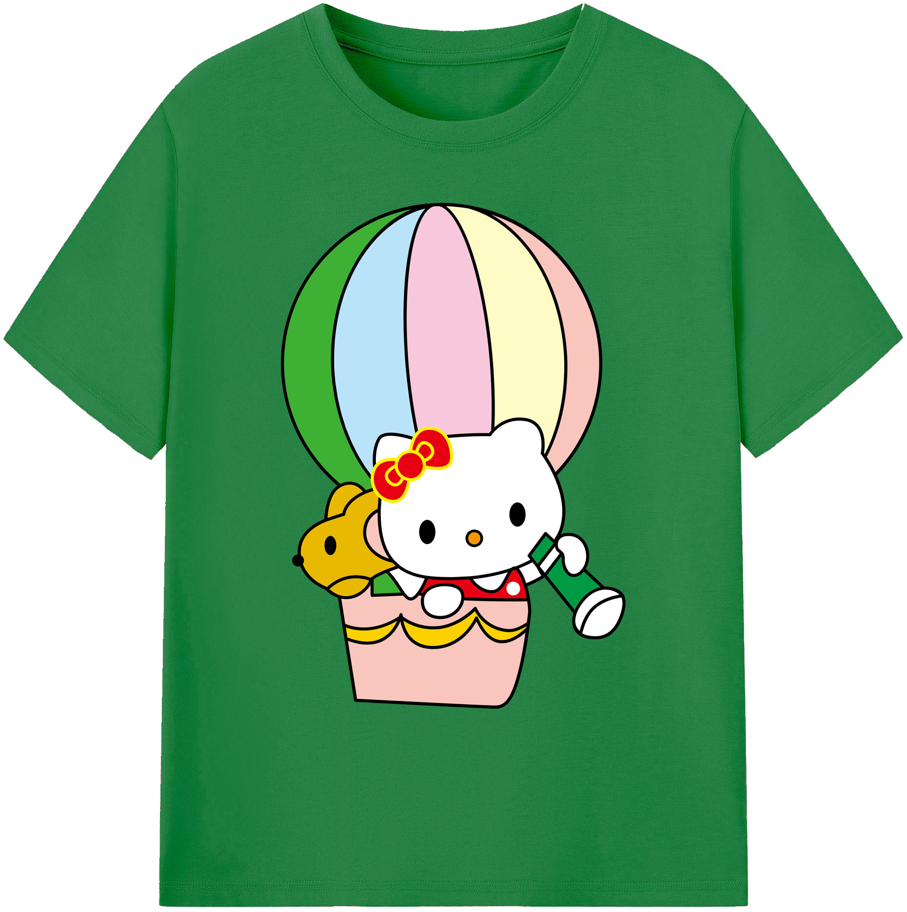 （画像用） Hello Kitty ハローキティ 綿100％ メンズ半袖Tシャツ｜肌触りやわらか＆通気性