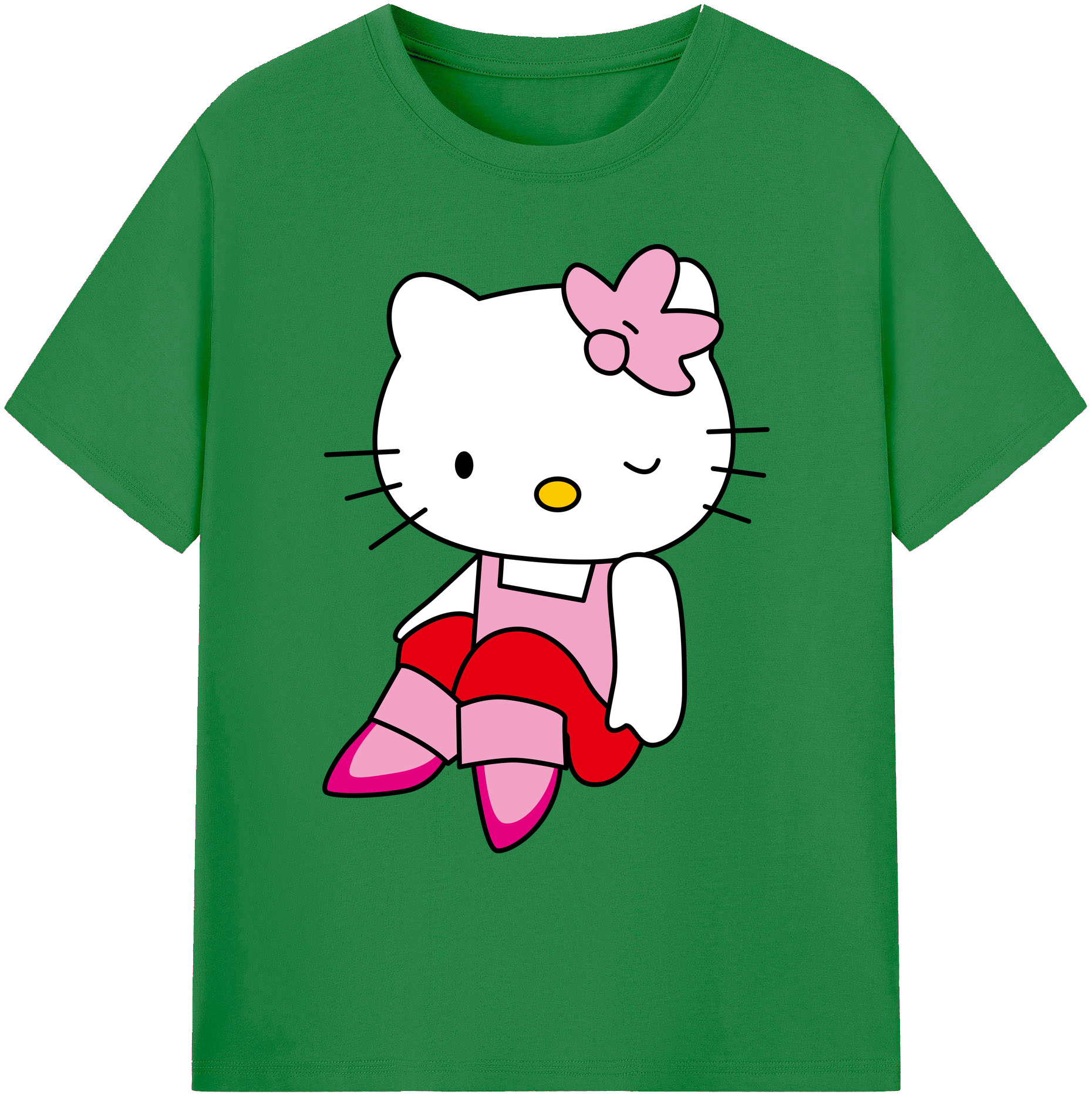 （画像用） Hello Kitty ハローキティ 綿100％ メンズ半袖Tシャツ｜肌触りやわらか＆通気性