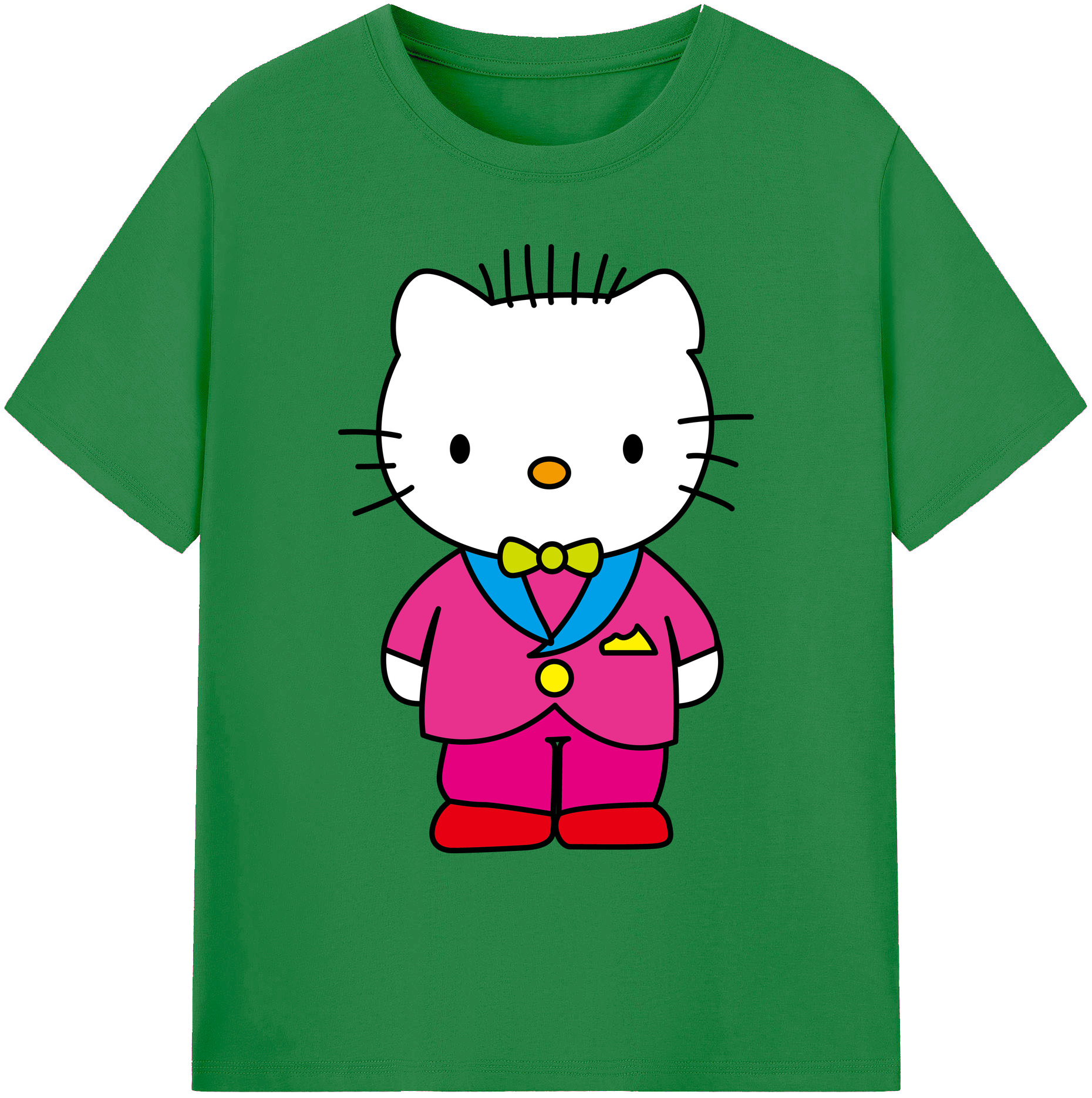 （画像用） Hello Kitty ハローキティ 綿100％ メンズ半袖Tシャツ｜肌触りやわらか＆通気性