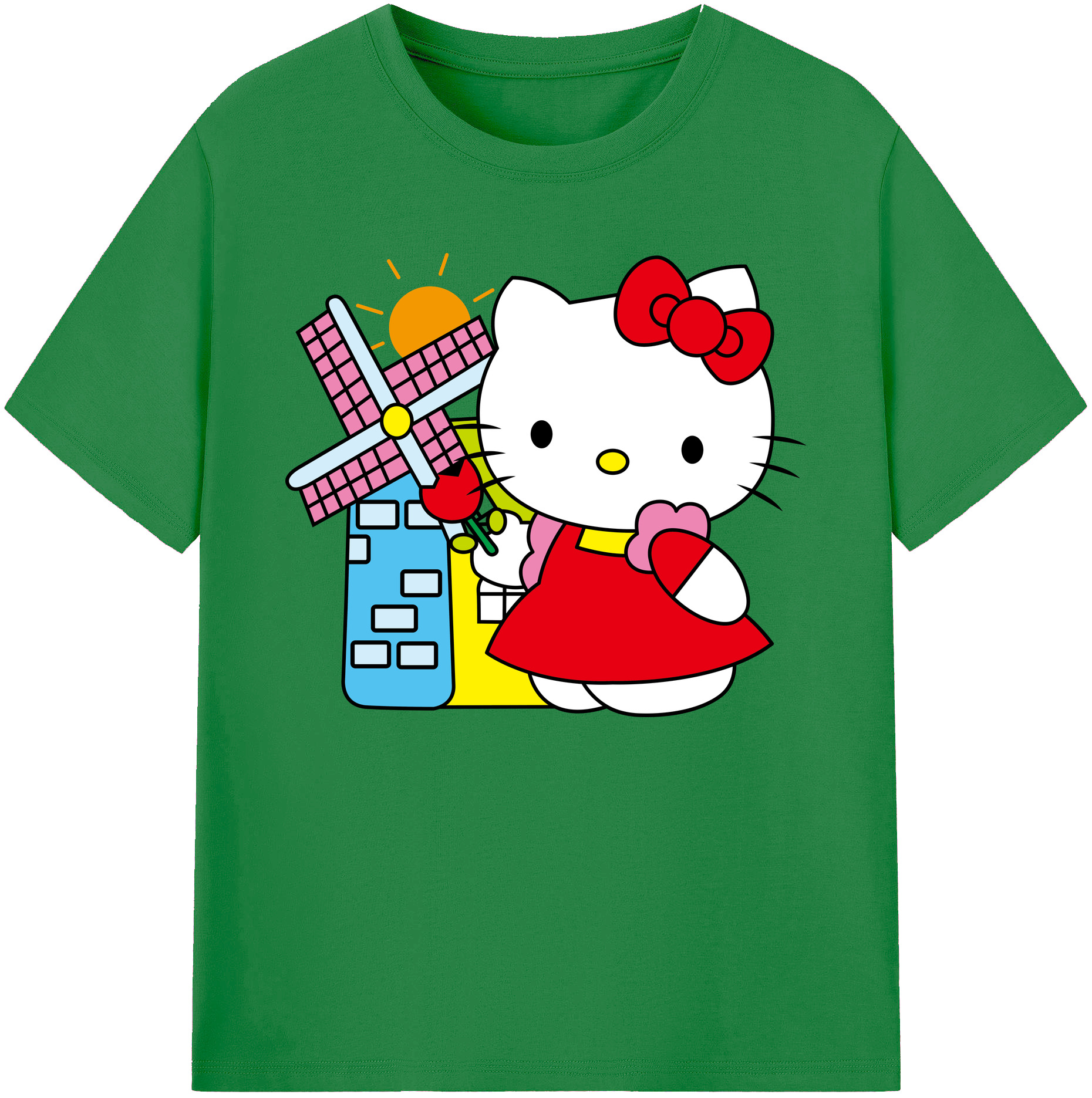 （画像用） Hello Kitty ハローキティ 綿100％ メンズ半袖Tシャツ｜肌触りやわらか＆通気性