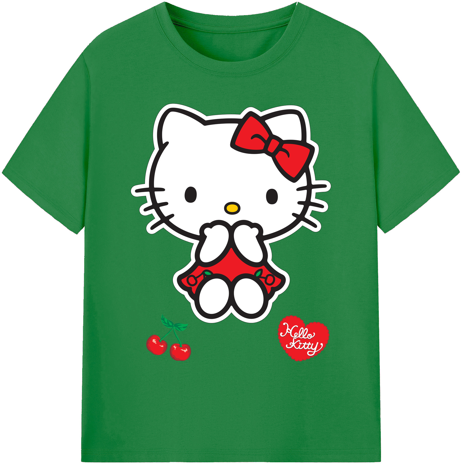 （画像用） Hello Kitty ハローキティ 綿100％ メンズ半袖Tシャツ｜肌触りやわらか＆通気性
