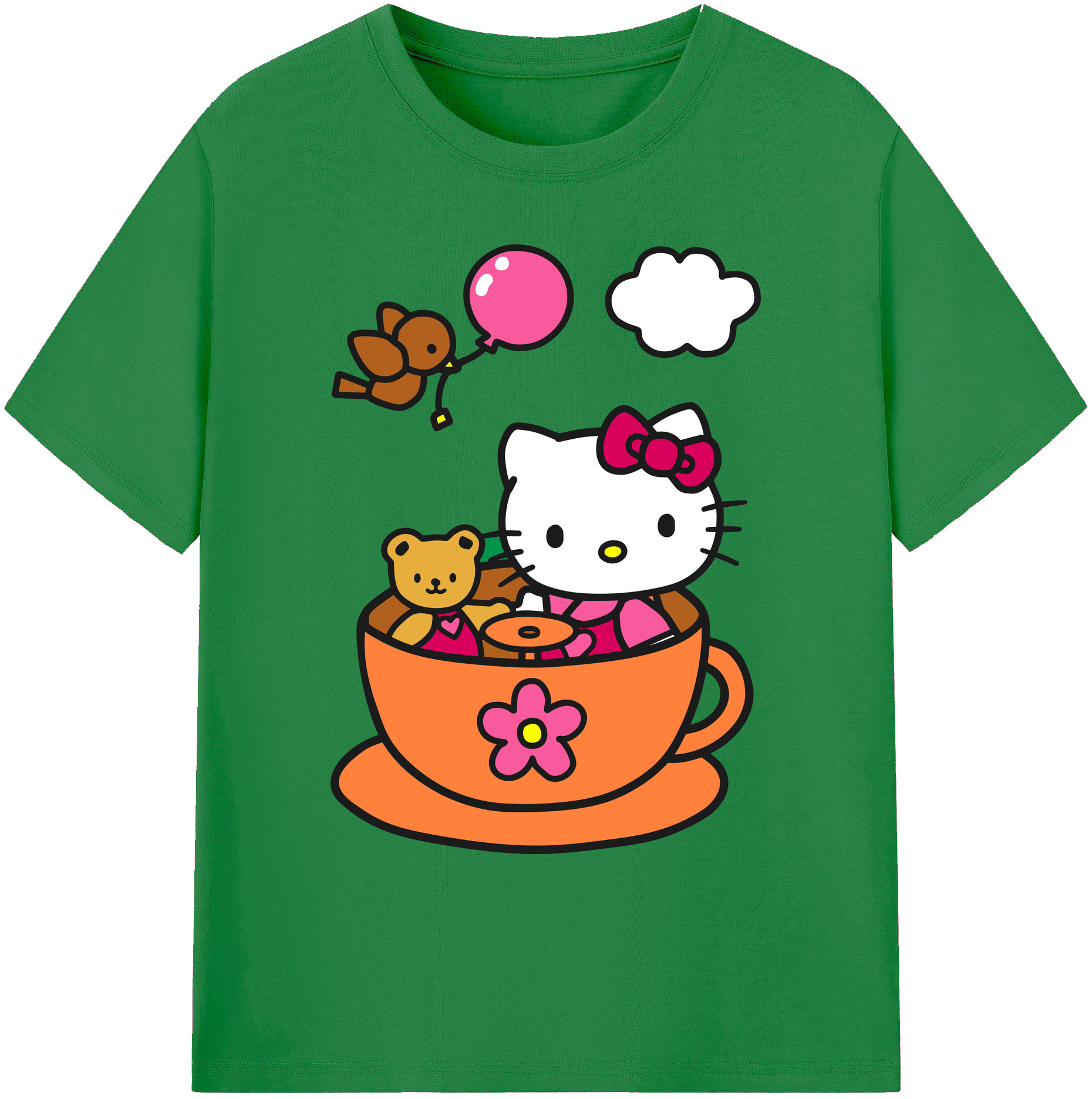（画像用） Hello Kitty ハローキティ 綿100％ メンズ半袖Tシャツ｜肌触りやわらか＆通気性
