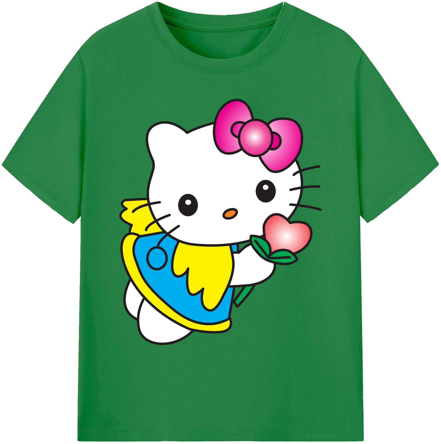 （画像用） Hello Kitty ハローキティ 綿100％ メンズ半袖Tシャツ｜肌触りやわらか＆通気性