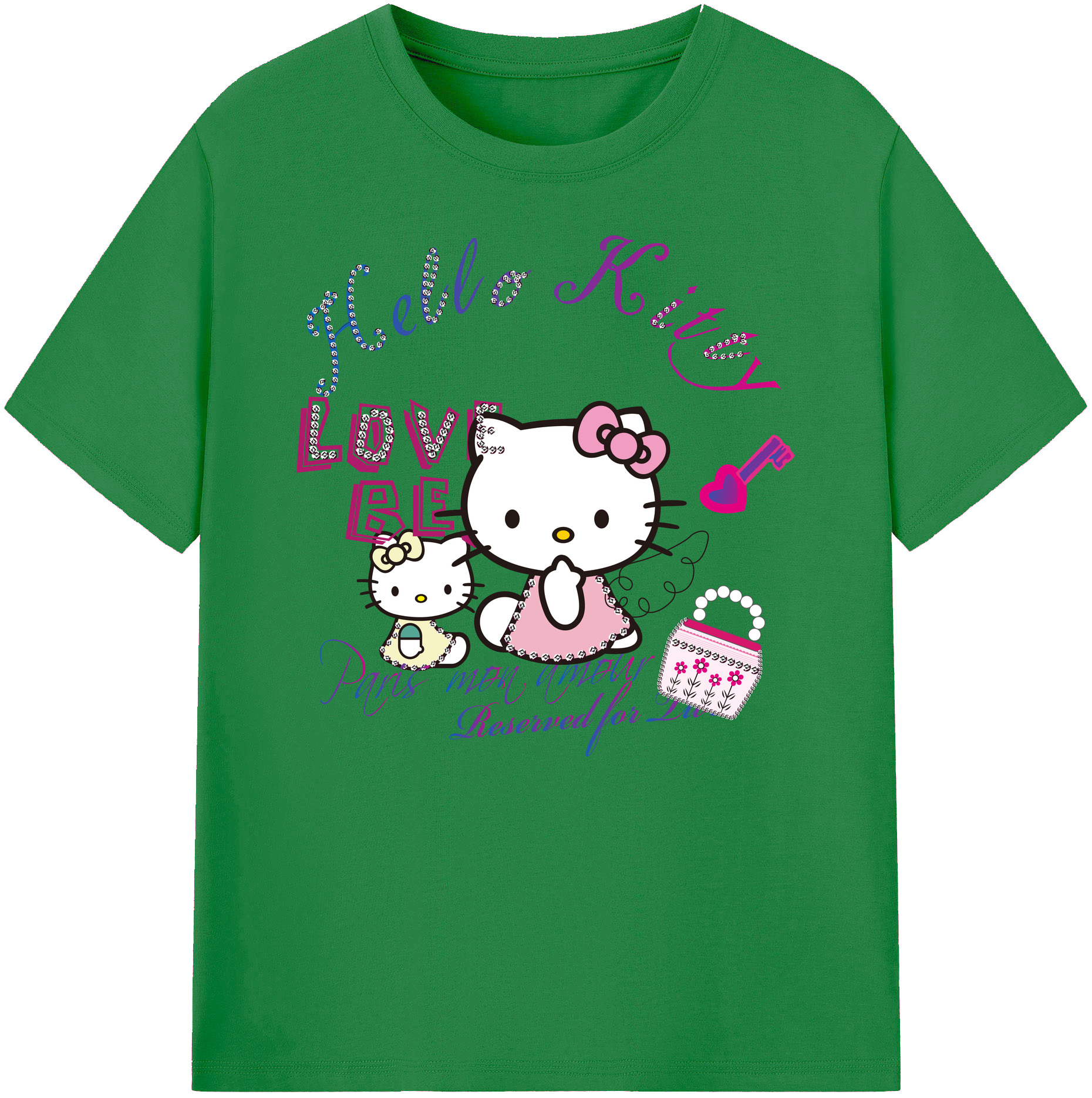 （画像用） Hello Kitty ハローキティ 綿100％ メンズ半袖Tシャツ｜肌触りやわらか＆通気性