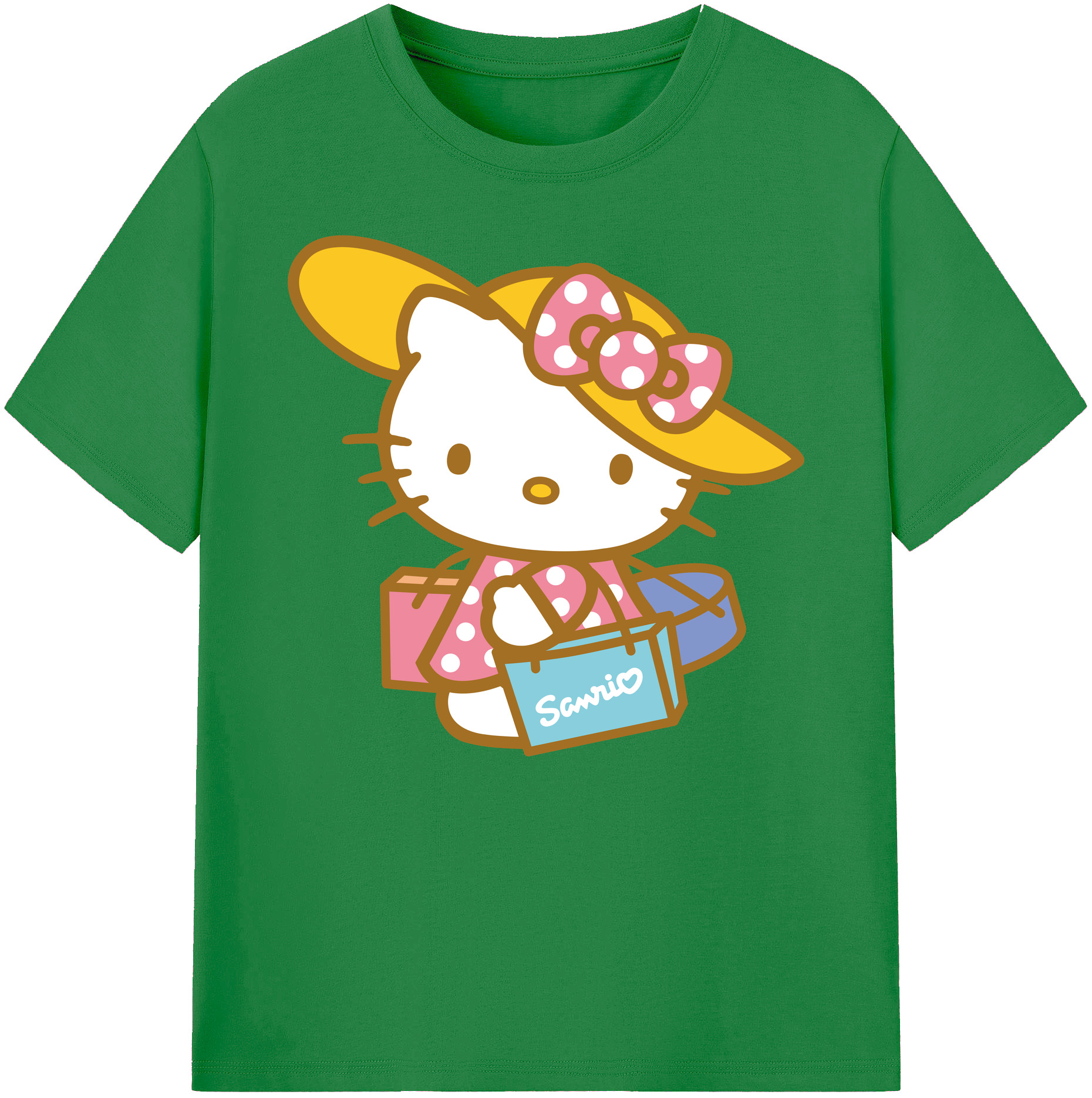 （画像用） Hello Kitty ハローキティ 綿100％ メンズ半袖Tシャツ｜肌触りやわらか＆通気性