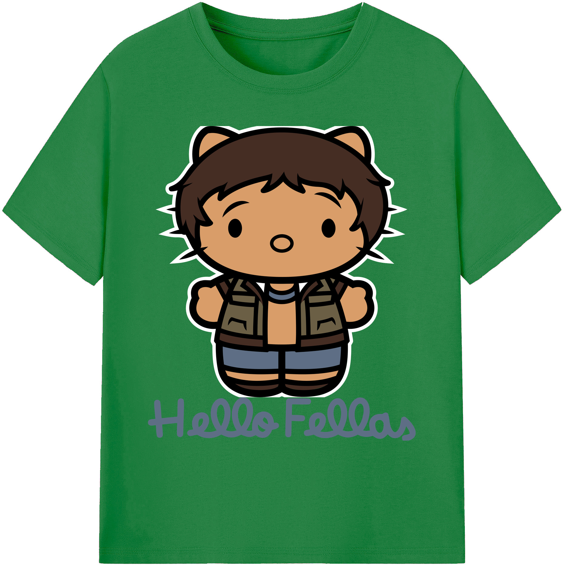 （画像用） Hello Kitty ハローキティ 綿100％ メンズ半袖Tシャツ｜肌触りやわらか＆通気性
