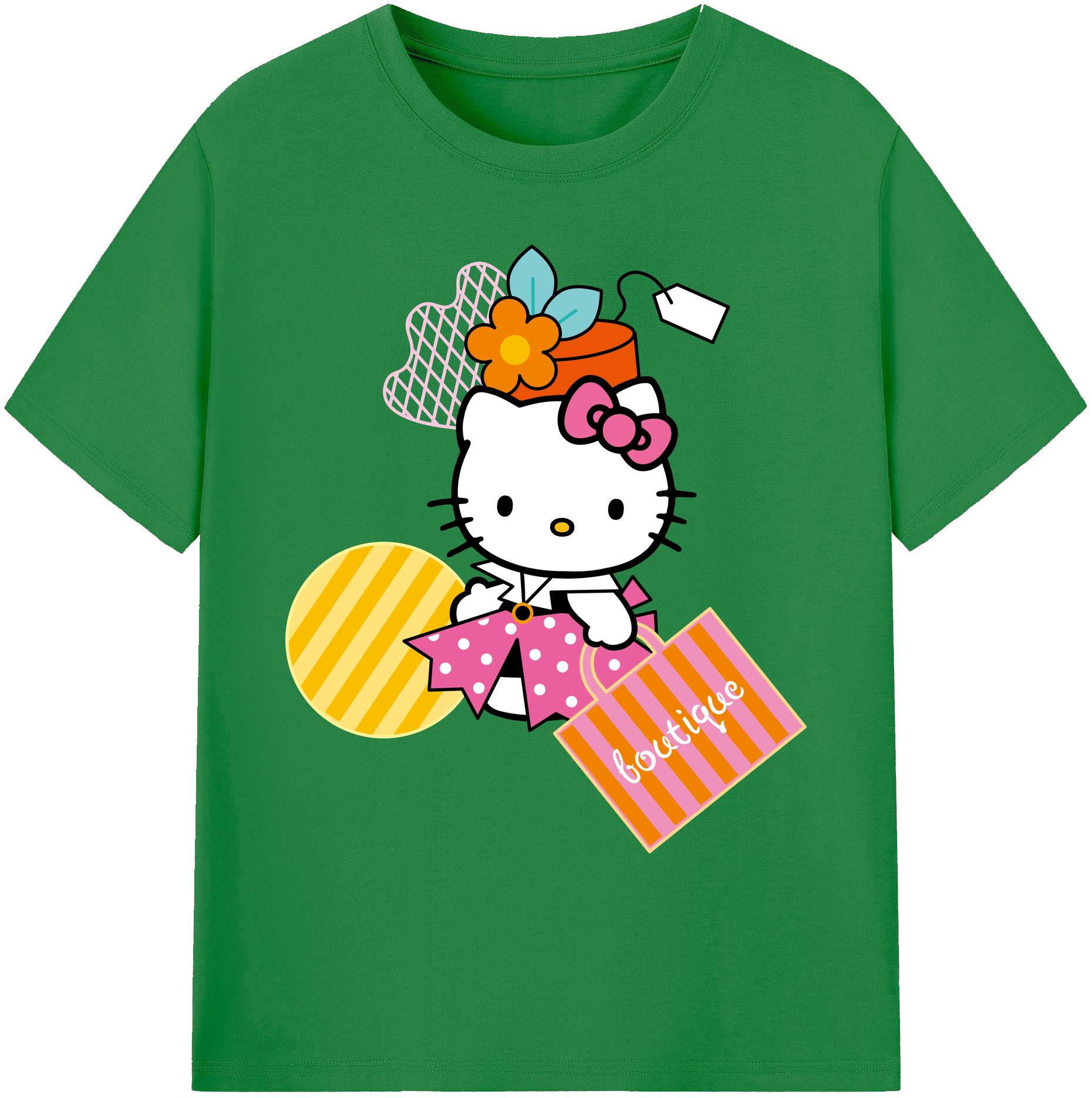 （画像用） Hello Kitty ハローキティ 綿100％ メンズ半袖Tシャツ｜肌触りやわらか＆通気性