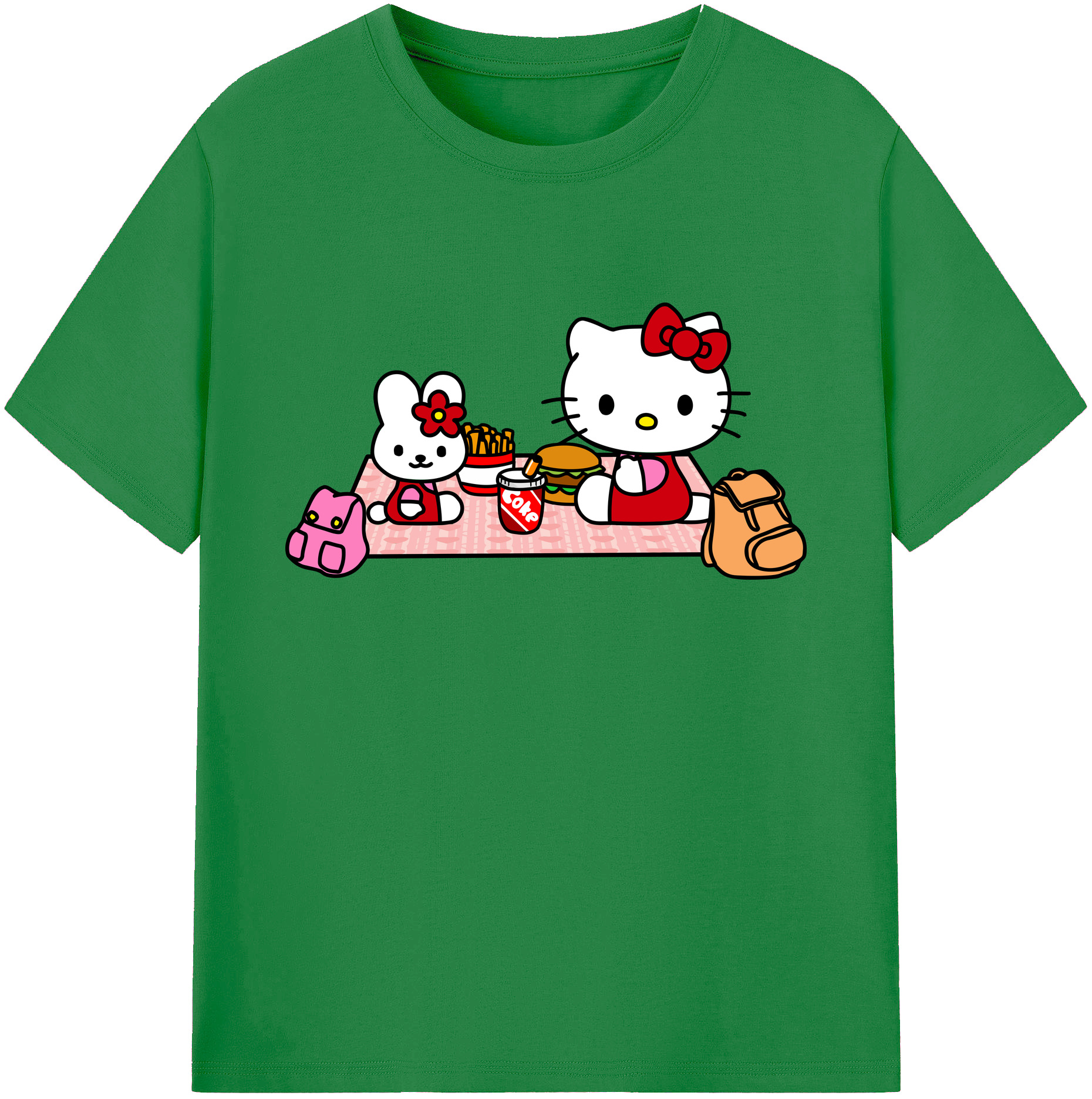 （画像用） Hello Kitty ハローキティ 綿100％ メンズ半袖Tシャツ｜肌触りやわらか＆通気性