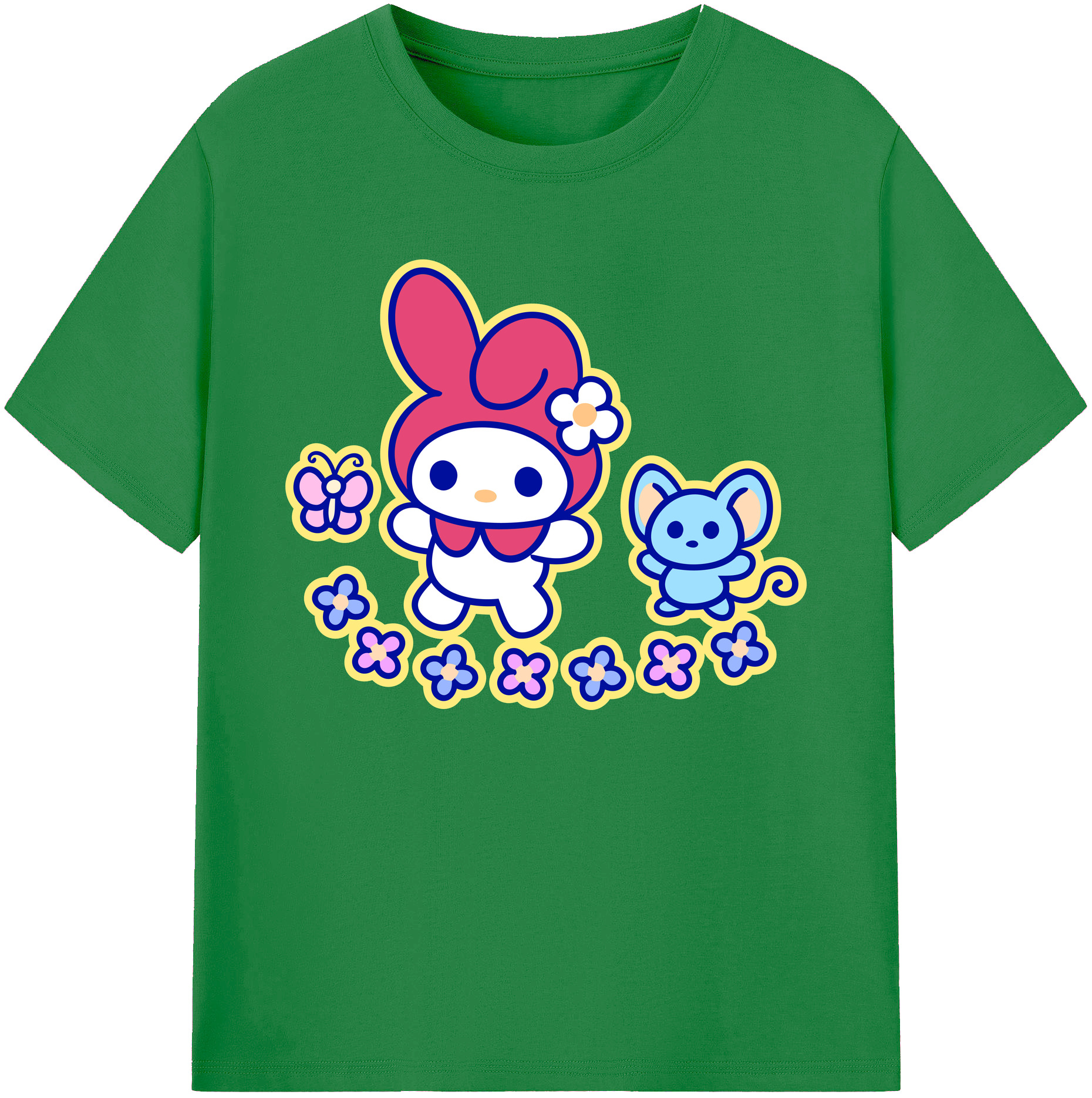 （画像用） Hello Kitty ハローキティ 綿100％ メンズ半袖Tシャツ｜肌触りやわらか＆通気性