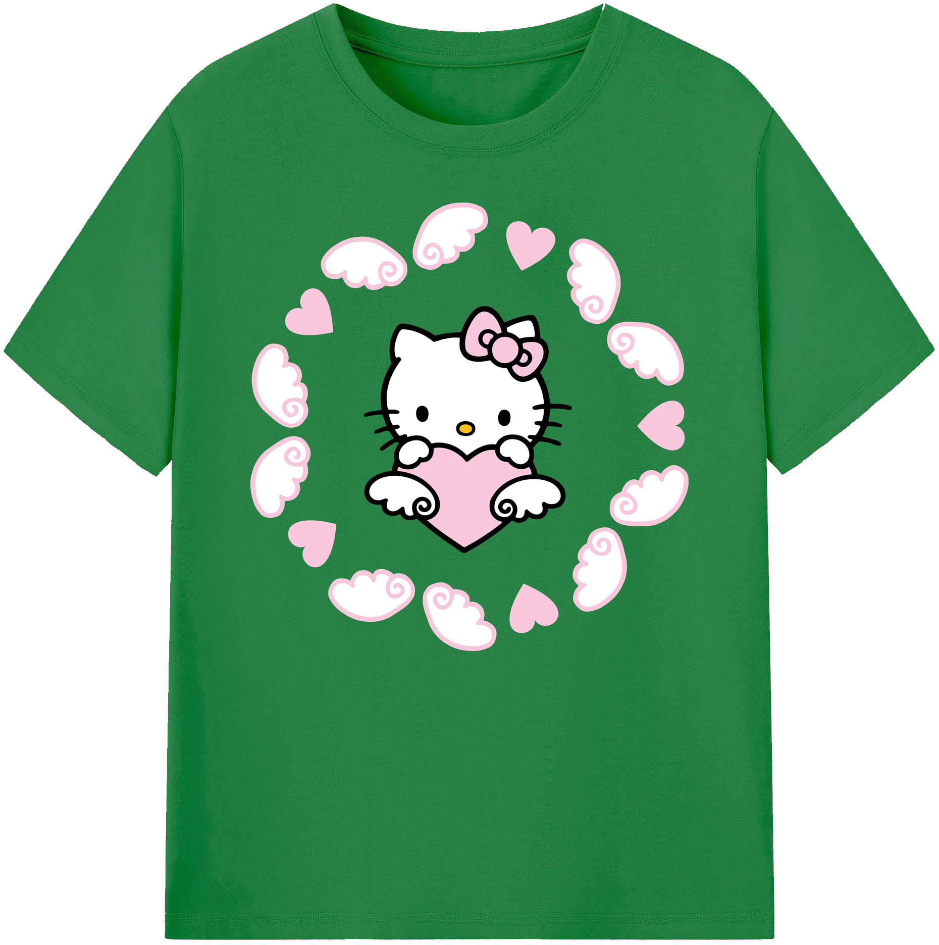 （画像用） Hello Kitty ハローキティ 綿100％ メンズ半袖Tシャツ｜肌触りやわらか＆通気性