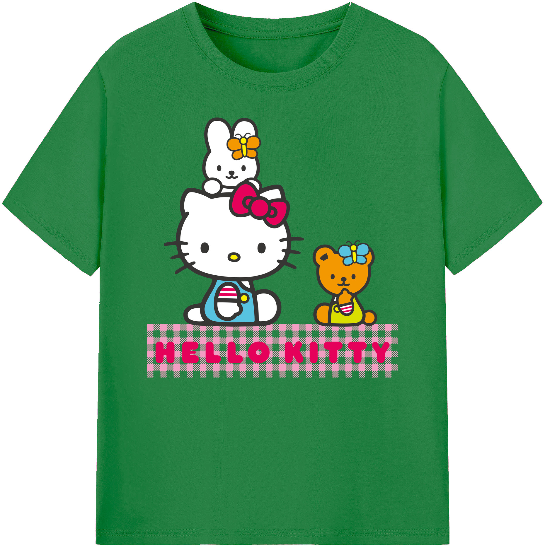 （画像用） Hello Kitty ハローキティ 綿100％ メンズ半袖Tシャツ｜肌触りやわらか＆通気性