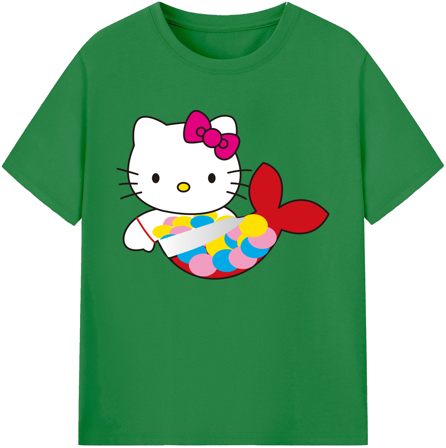 （画像用） Hello Kitty ハローキティ 綿100％ メンズ半袖Tシャツ｜肌触りやわらか＆通気性