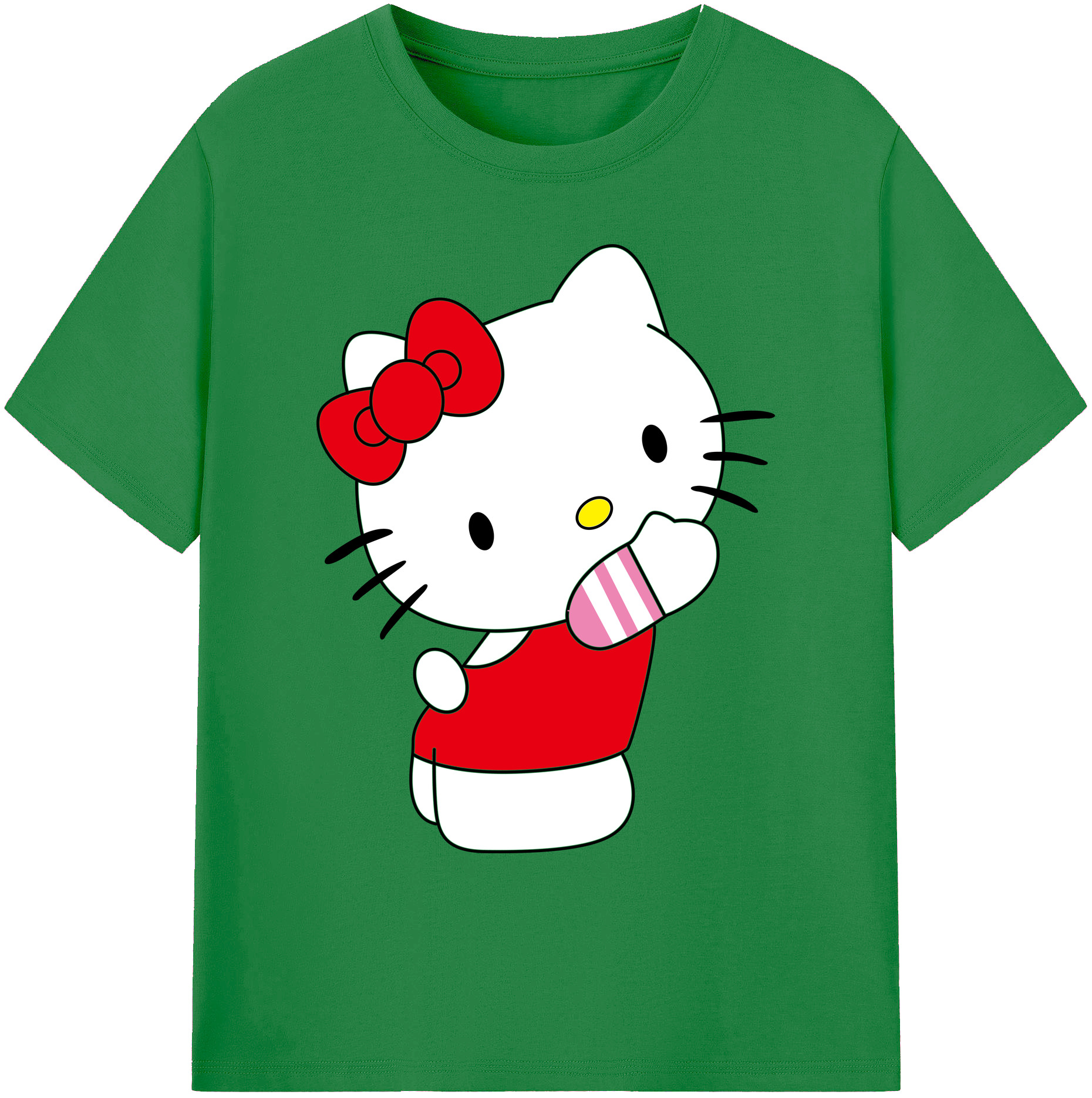 （画像用） Hello Kitty ハローキティ 綿100％ メンズ半袖Tシャツ｜肌触りやわらか＆通気性