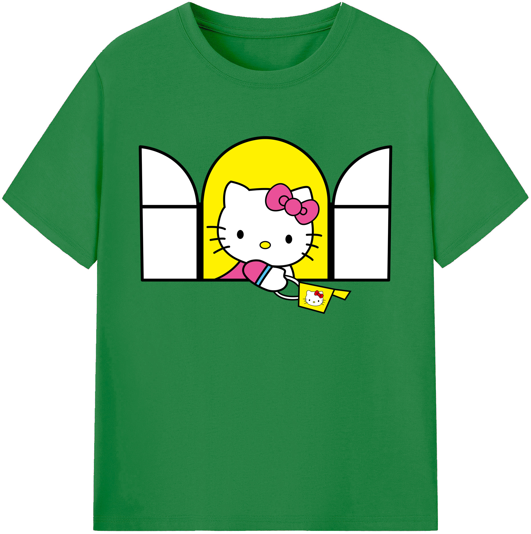 （画像用） Hello Kitty ハローキティ 綿100％ メンズ半袖Tシャツ｜肌触りやわらか＆通気性