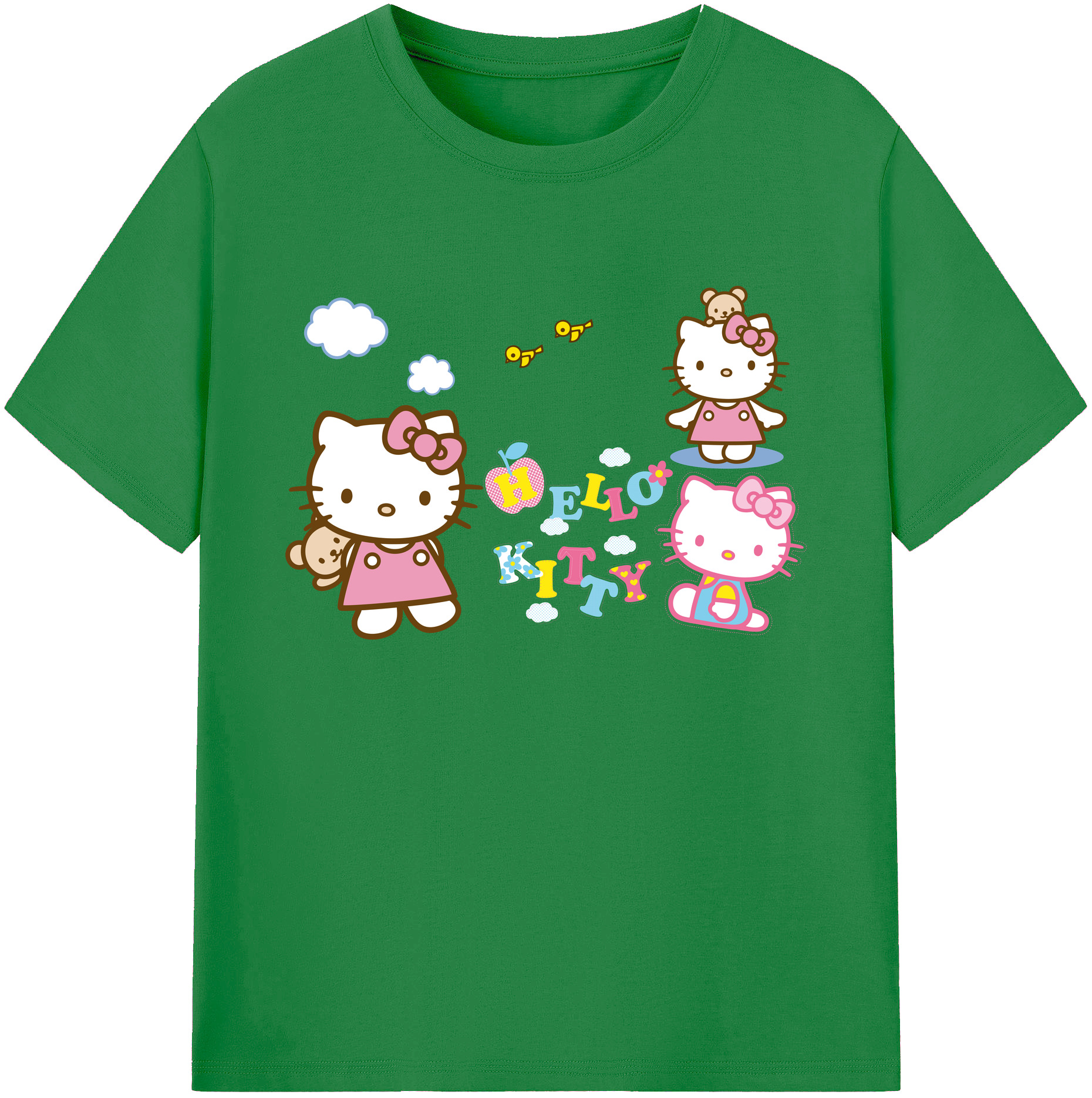 （画像用） Hello Kitty ハローキティ 綿100％ メンズ半袖Tシャツ｜肌触りやわらか＆通気性