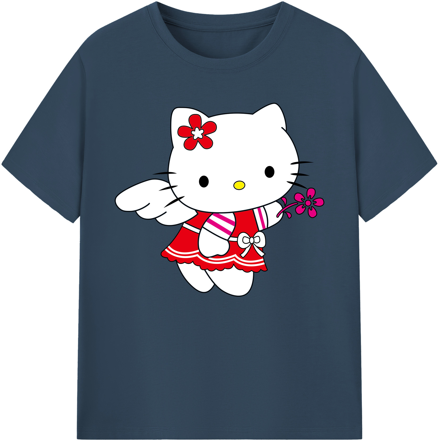 （画像用） Hello Kitty ハローキティ 綿100％ メンズ半袖Tシャツ｜肌触りやわらか＆通気性