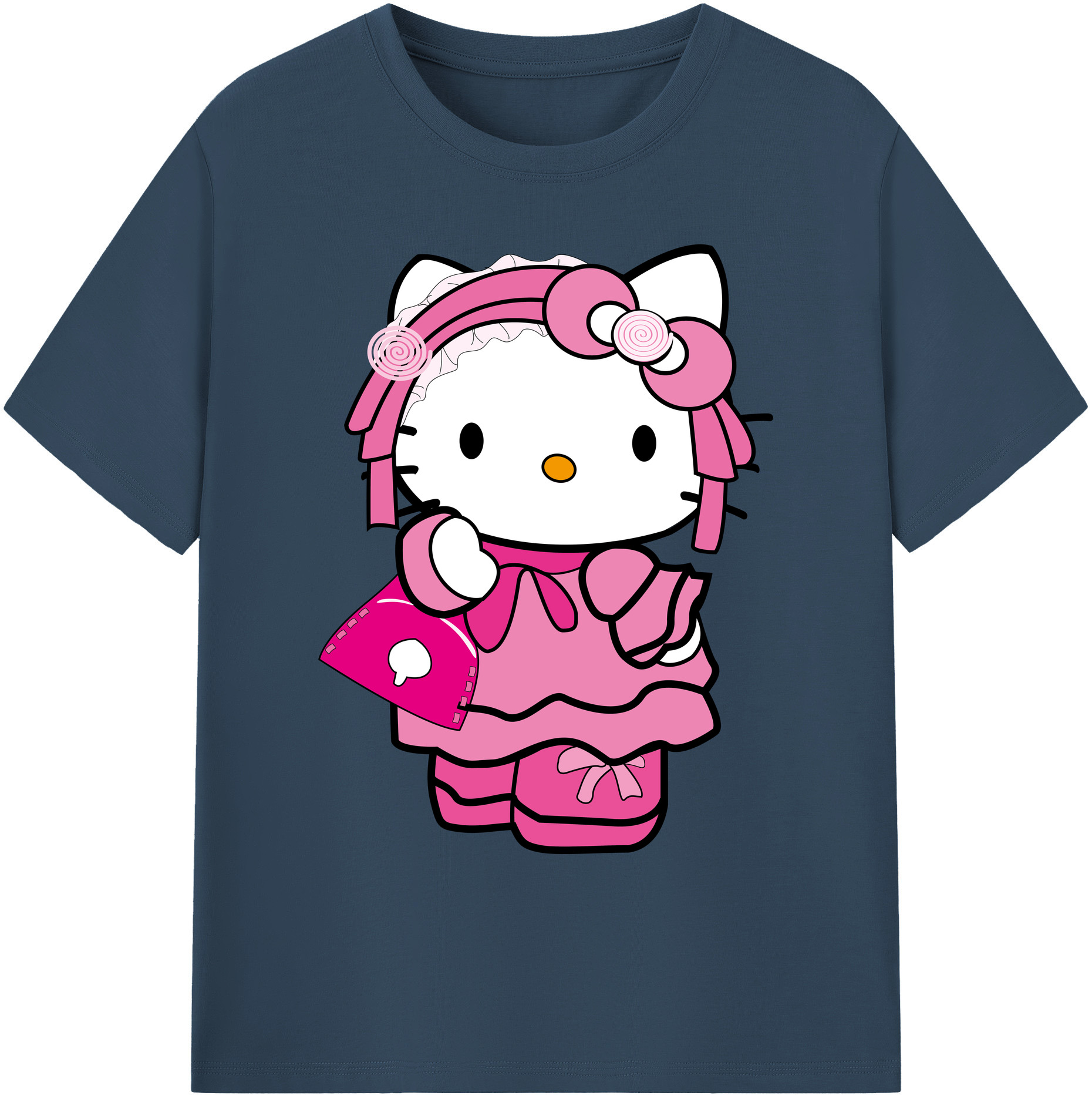 （画像用） Hello Kitty ハローキティ 綿100％ メンズ半袖Tシャツ｜肌触りやわらか＆通気性