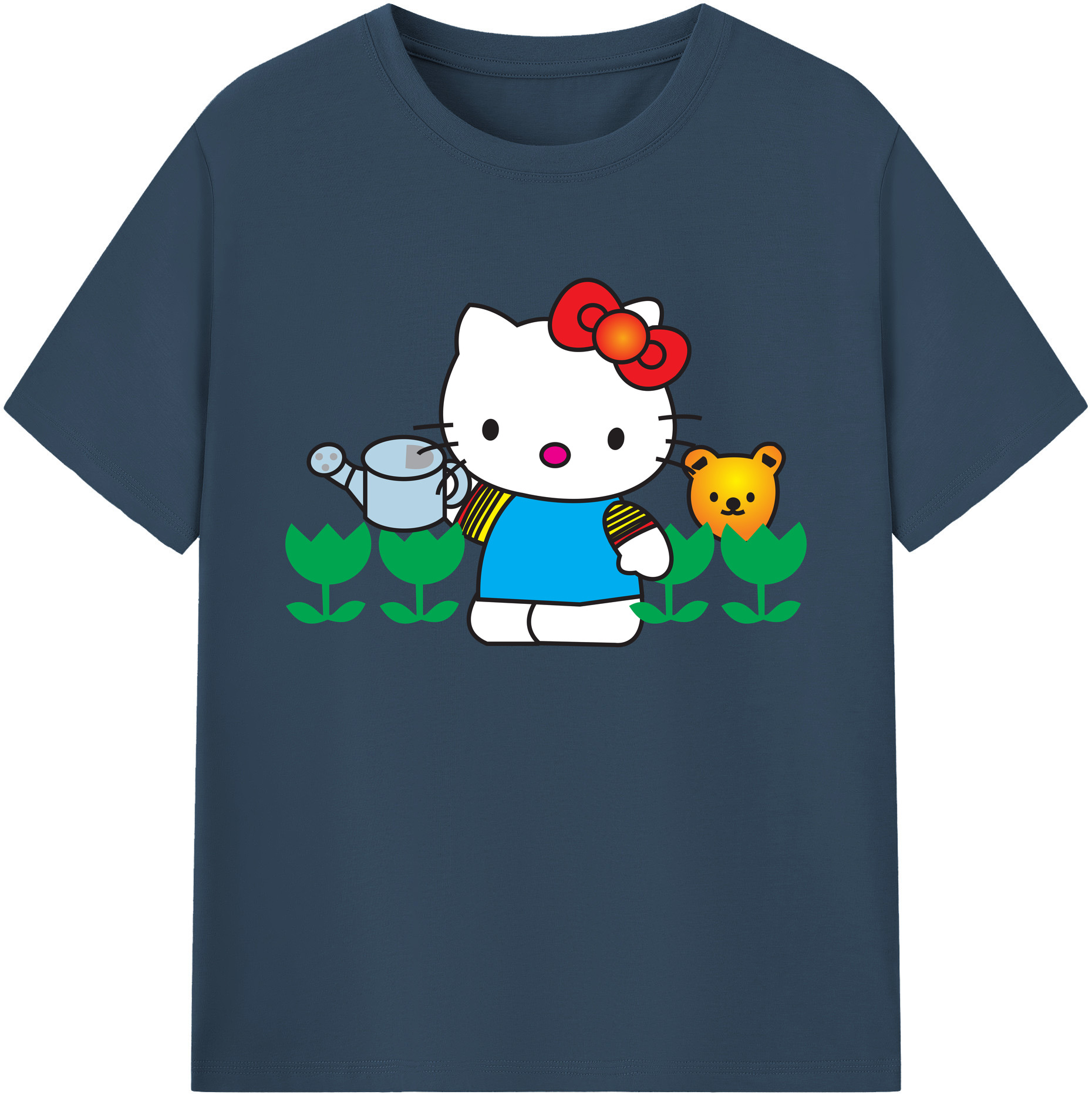 （画像用） Hello Kitty ハローキティ 綿100％ メンズ半袖Tシャツ｜肌触りやわらか＆通気性