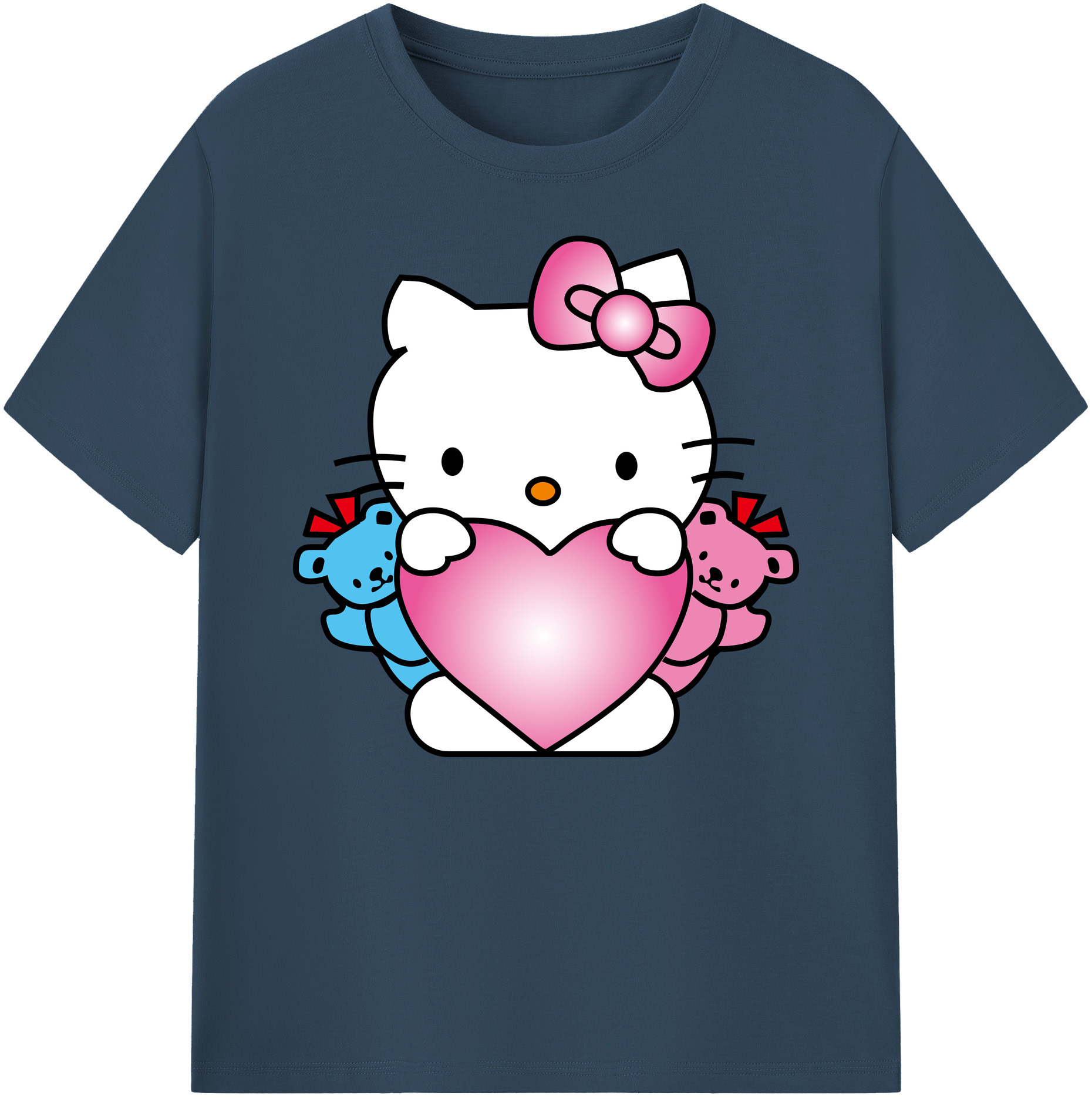 （画像用） Hello Kitty ハローキティ 綿100％ メンズ半袖Tシャツ｜肌触りやわらか＆通気性