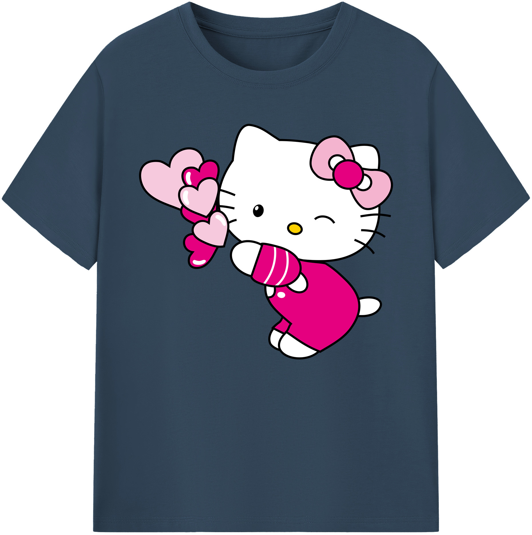（画像用） Hello Kitty ハローキティ 綿100％ メンズ半袖Tシャツ｜肌触りやわらか＆通気性