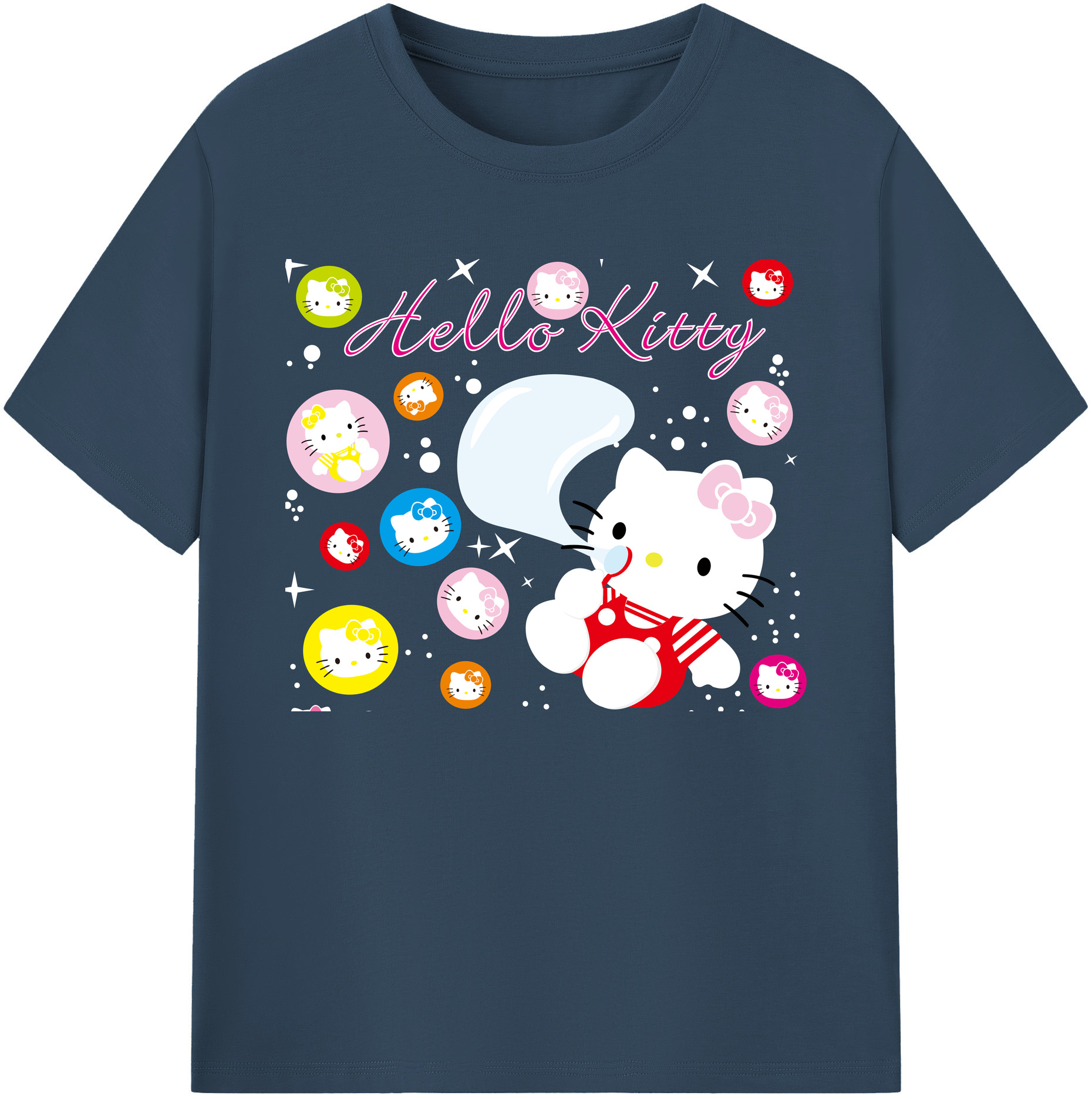 （画像用） Hello Kitty ハローキティ 綿100％ メンズ半袖Tシャツ｜肌触りやわらか＆通気性