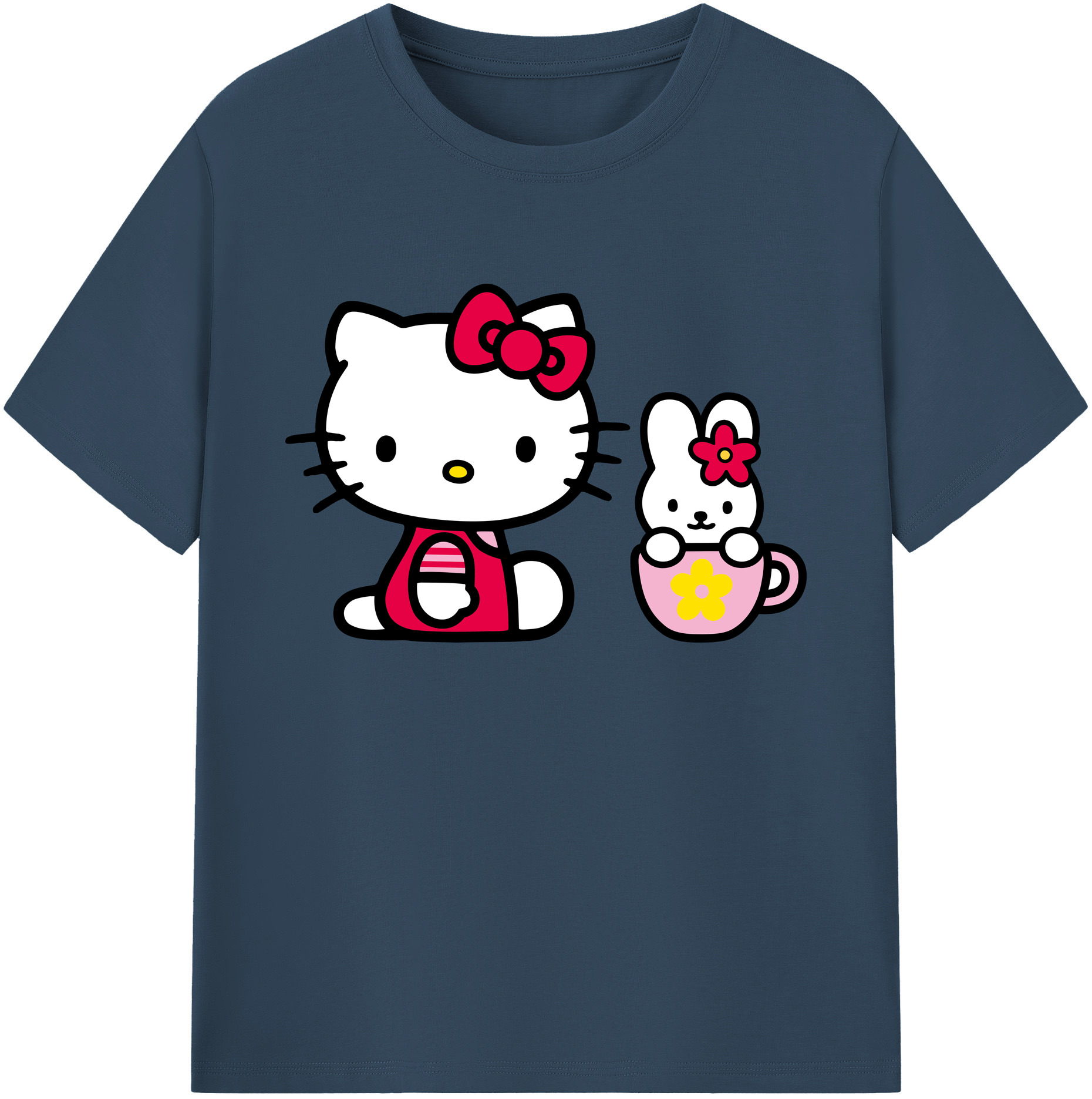 （画像用） Hello Kitty ハローキティ 綿100％ メンズ半袖Tシャツ｜肌触りやわらか＆通気性