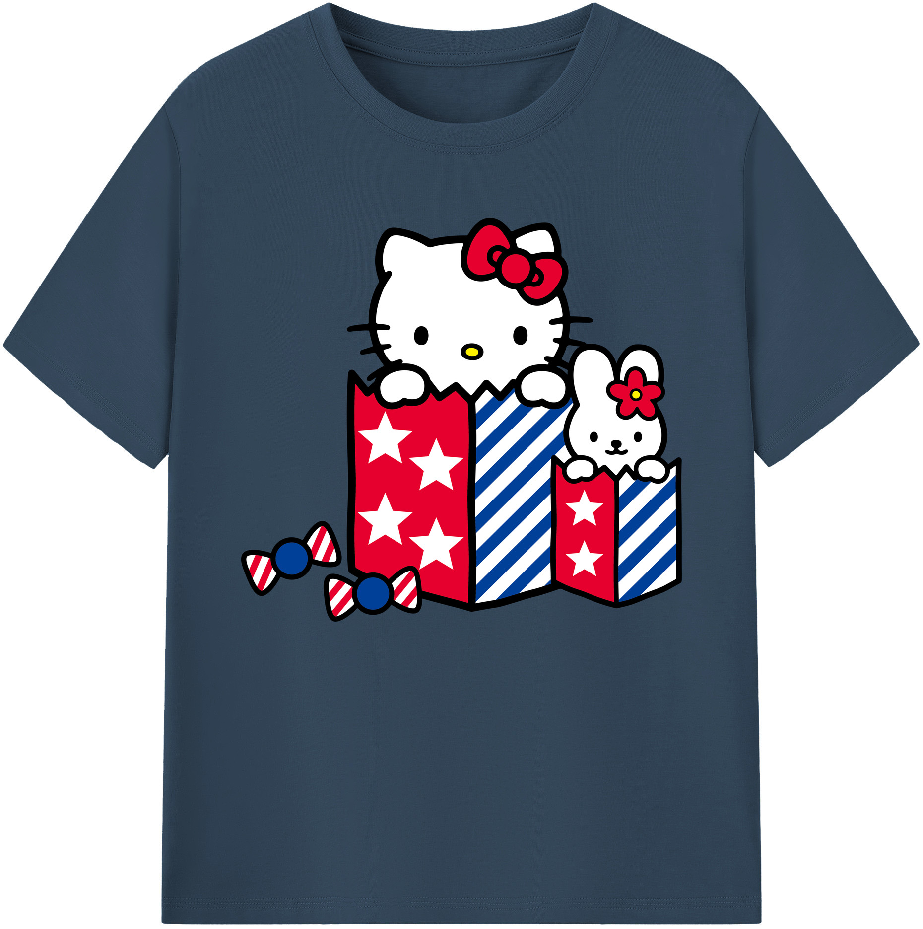 （画像用） Hello Kitty ハローキティ 綿100％ メンズ半袖Tシャツ｜肌触りやわらか＆通気性