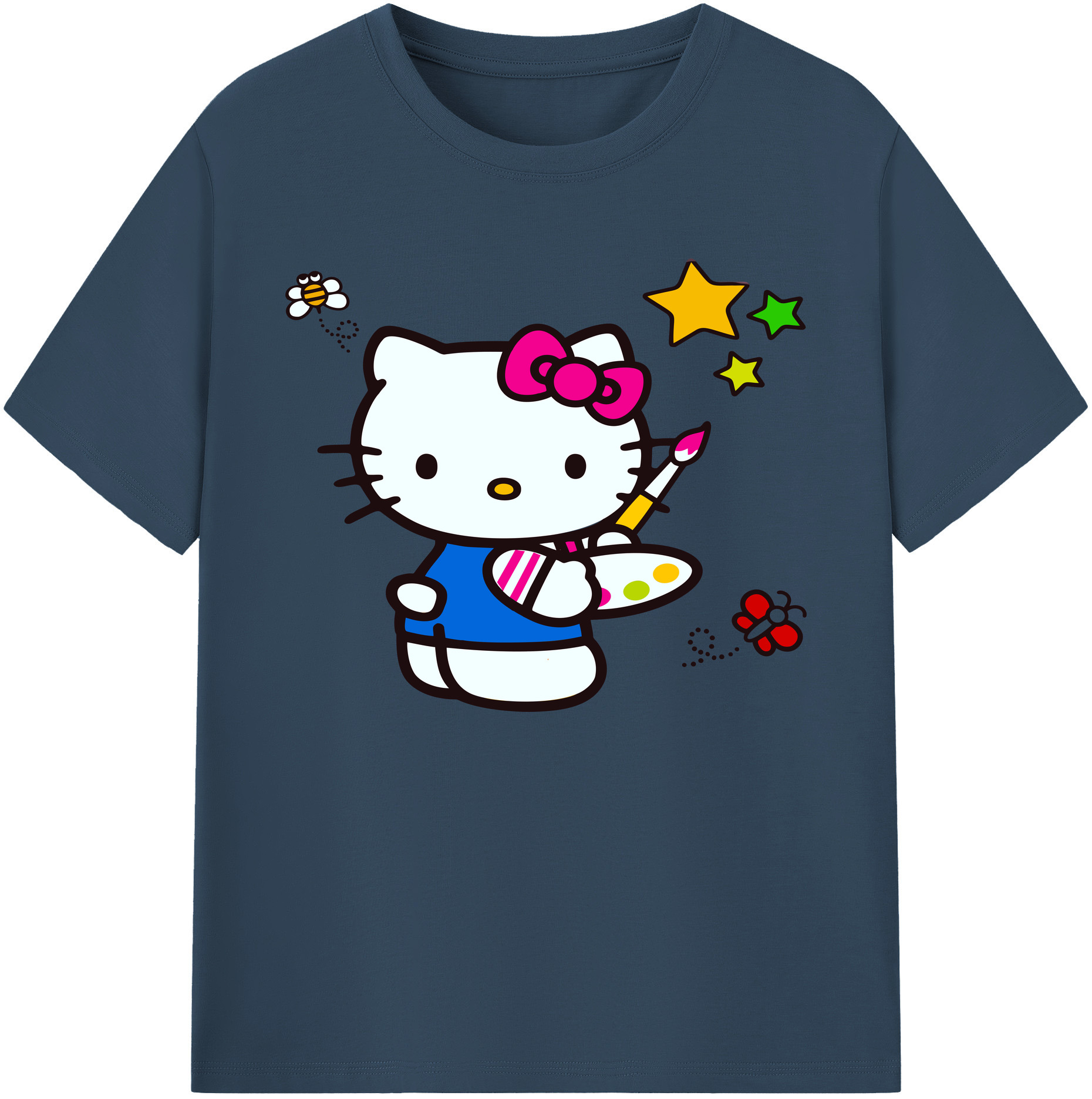 （画像用） Hello Kitty ハローキティ 綿100％ メンズ半袖Tシャツ｜肌触りやわらか＆通気性