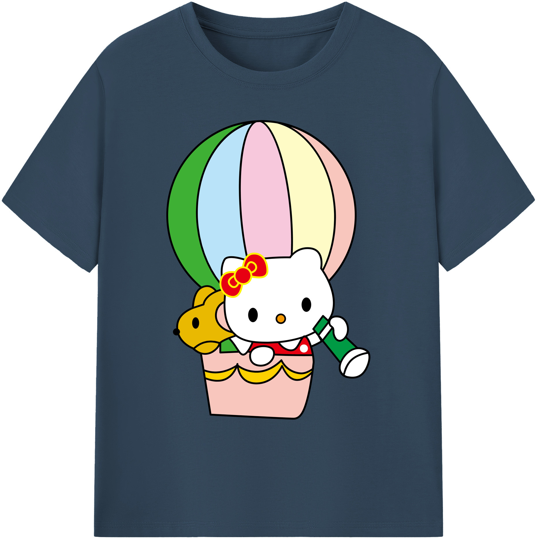 （画像用） Hello Kitty ハローキティ 綿100％ メンズ半袖Tシャツ｜肌触りやわらか＆通気性