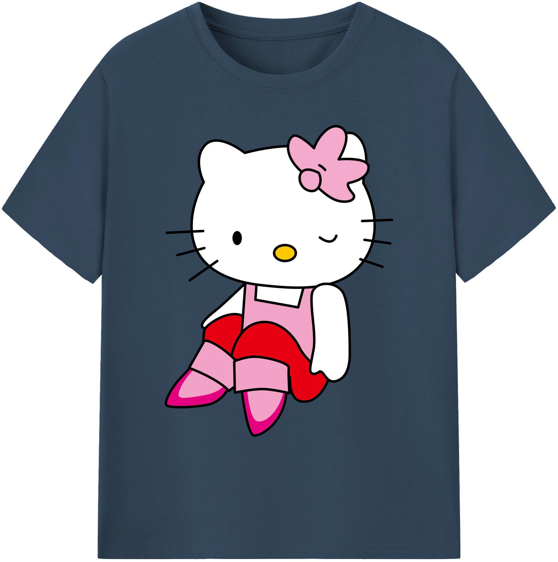 （画像用） Hello Kitty ハローキティ 綿100％ メンズ半袖Tシャツ｜肌触りやわらか＆通気性
