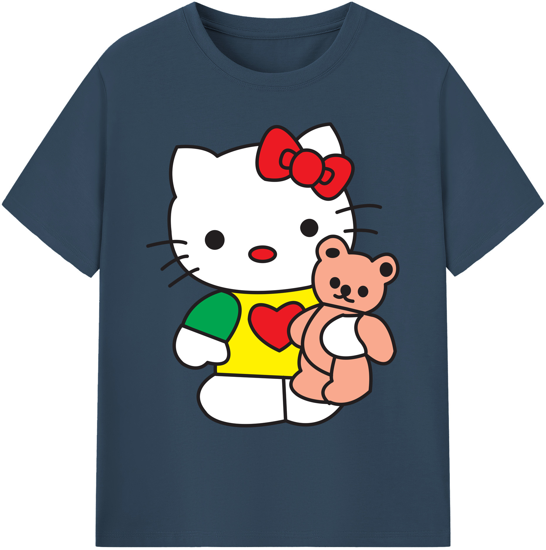 （画像用） Hello Kitty ハローキティ 綿100％ メンズ半袖Tシャツ｜肌触りやわらか＆通気性