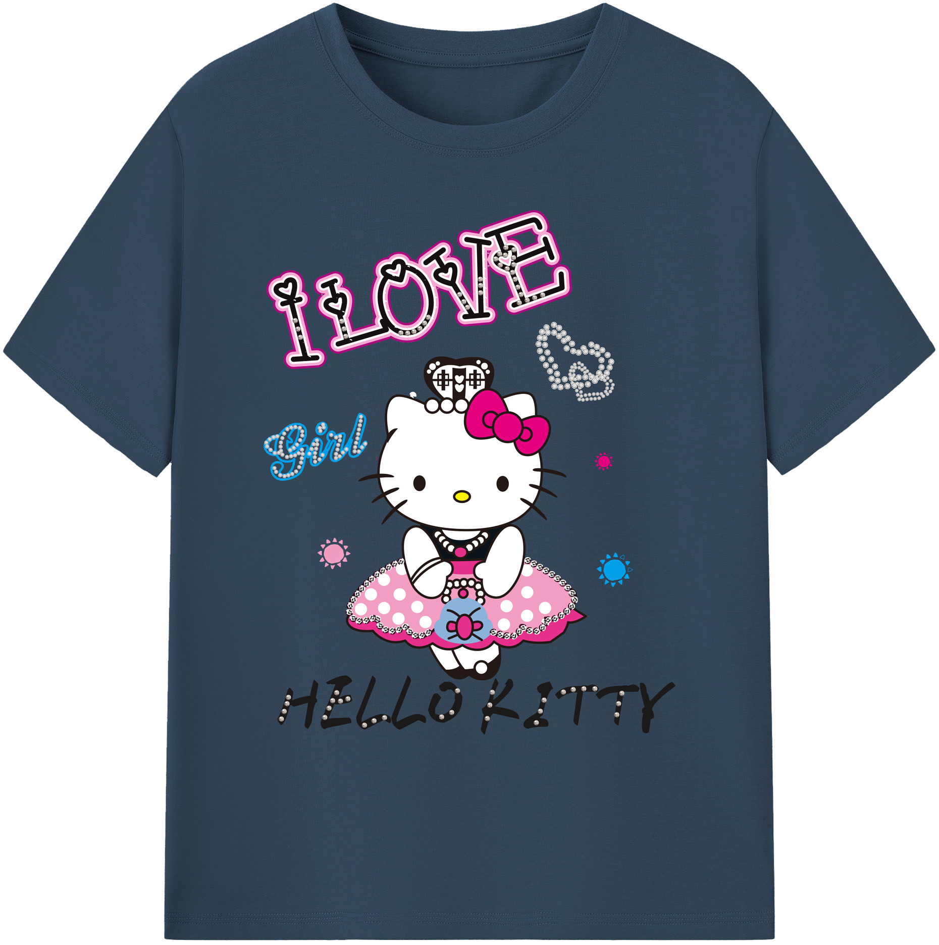 （画像用） Hello Kitty ハローキティ 綿100％ メンズ半袖Tシャツ｜肌触りやわらか＆通気性